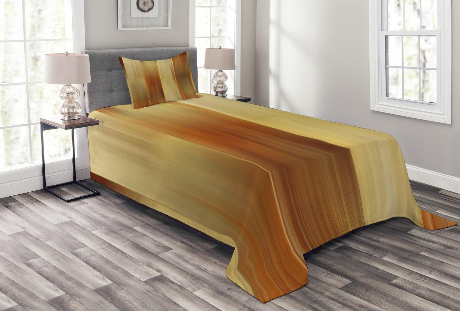 Ambesonne Earth Tones Bedspread Set Modern Abstract Pale Yellow and Ginger