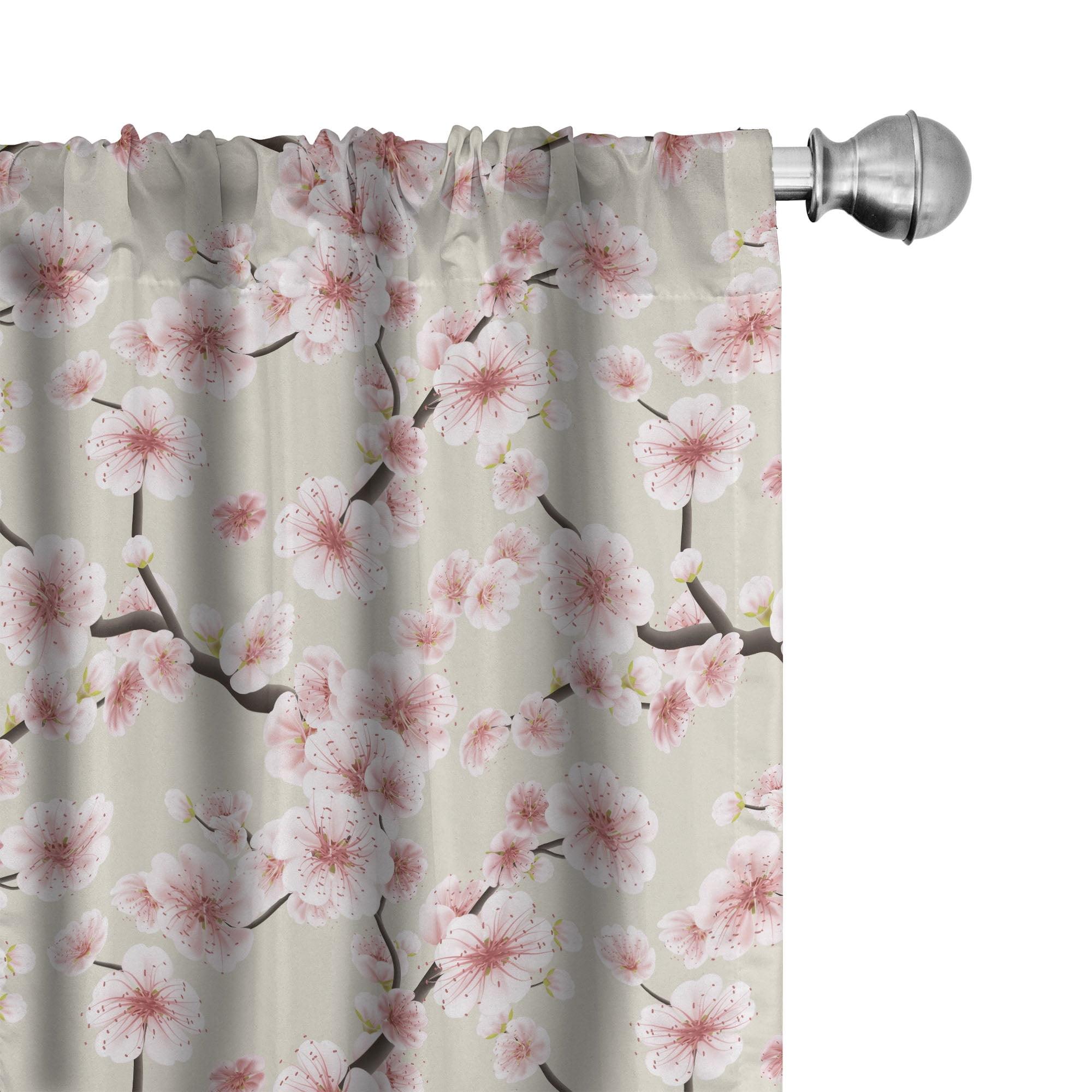 Beige Rose Floral 28" x 63" Room-Darkening Curtain Panels