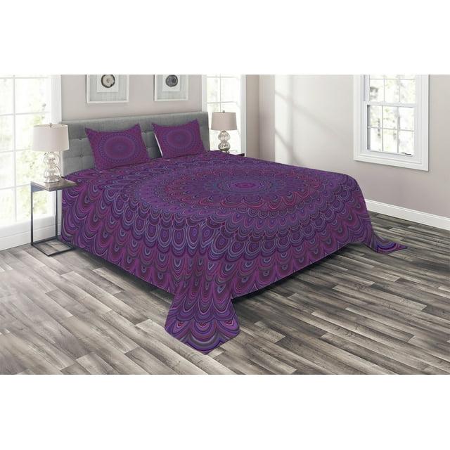 Ambesonne Ambesonne Eggplant Bedspread Set Vintage Purple Mandala Purple