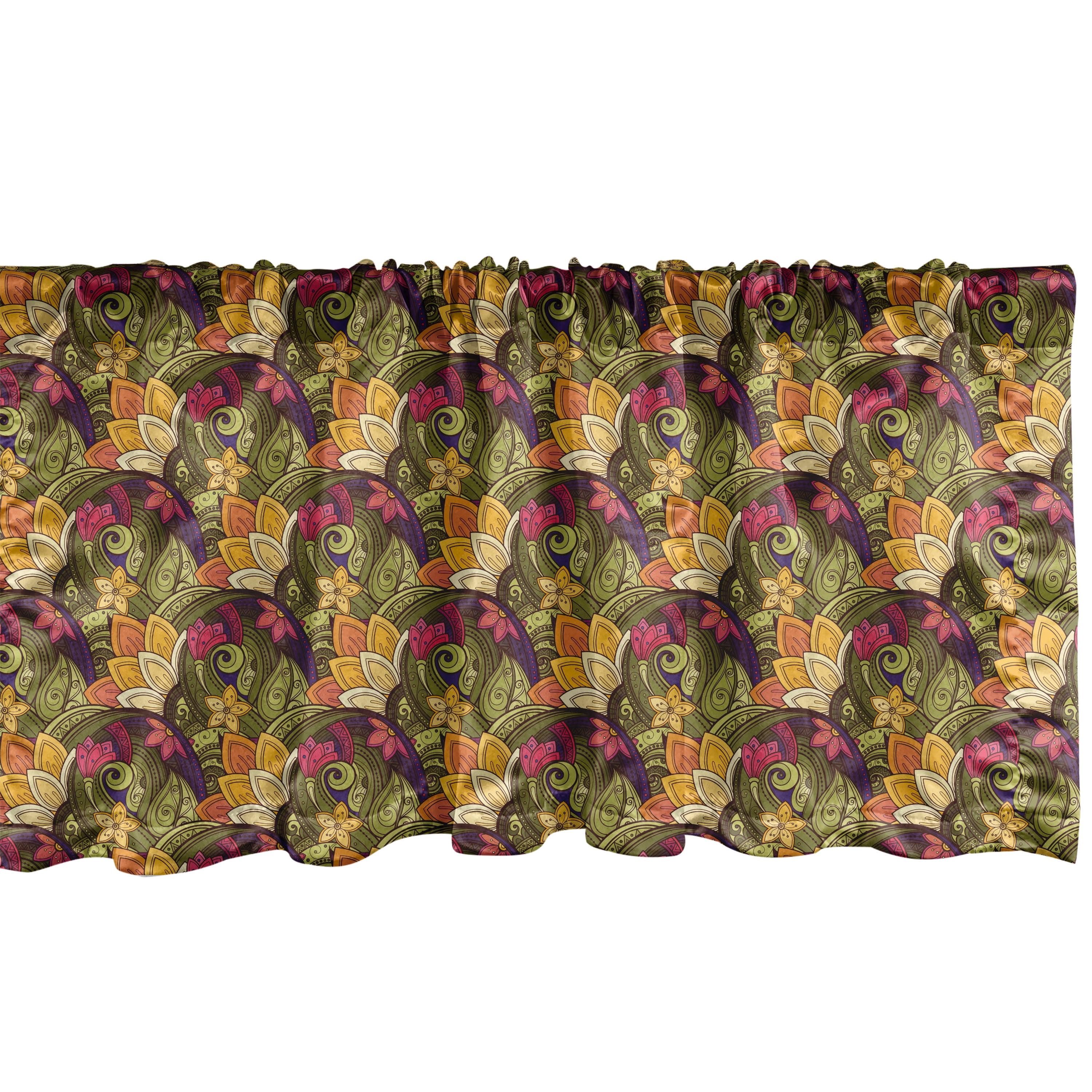 Floral Sateen Ruffled 54'' W Window Valance in