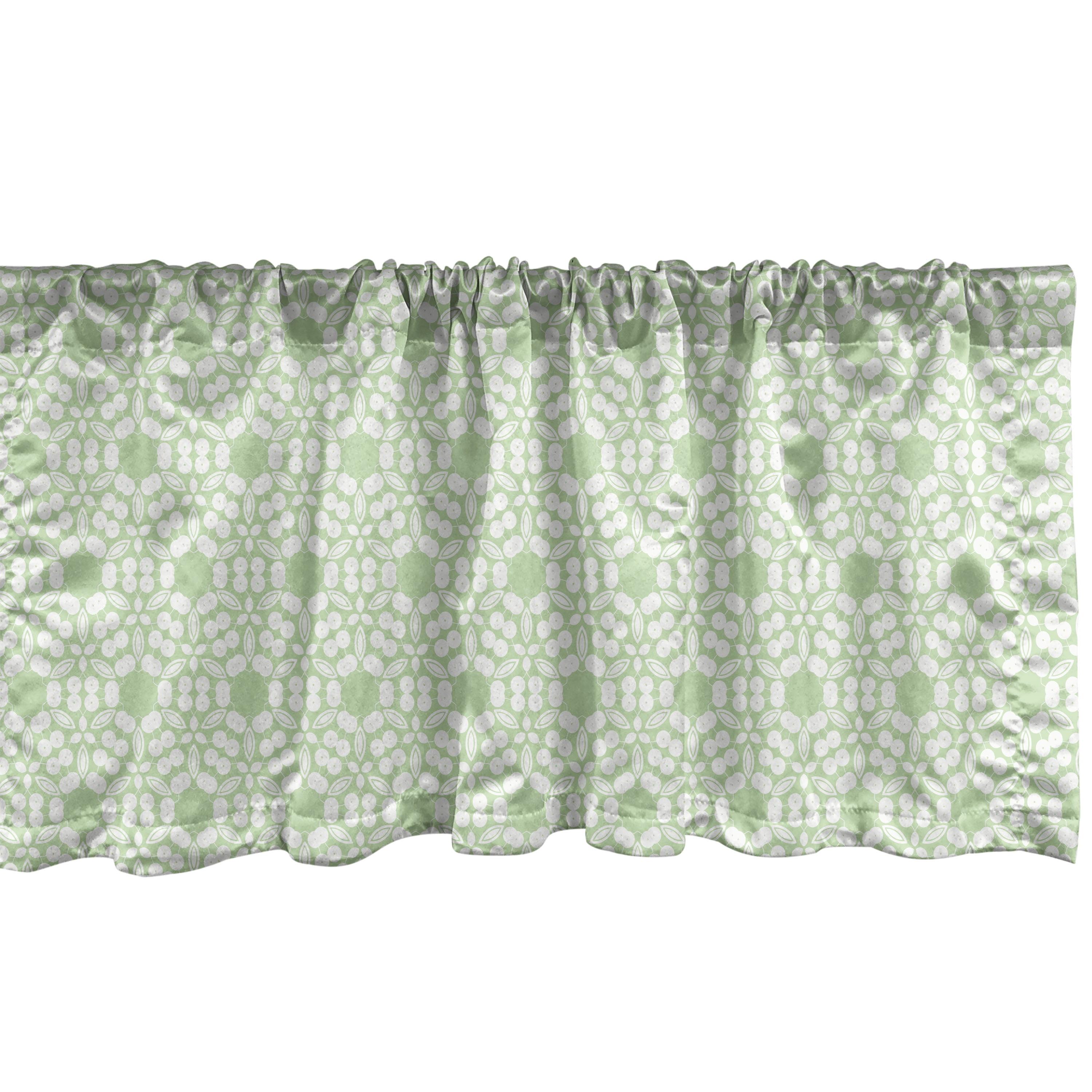 Ambesonne Floral Valance Pack of 2 Symmetrical Geometric Pistachio Green White