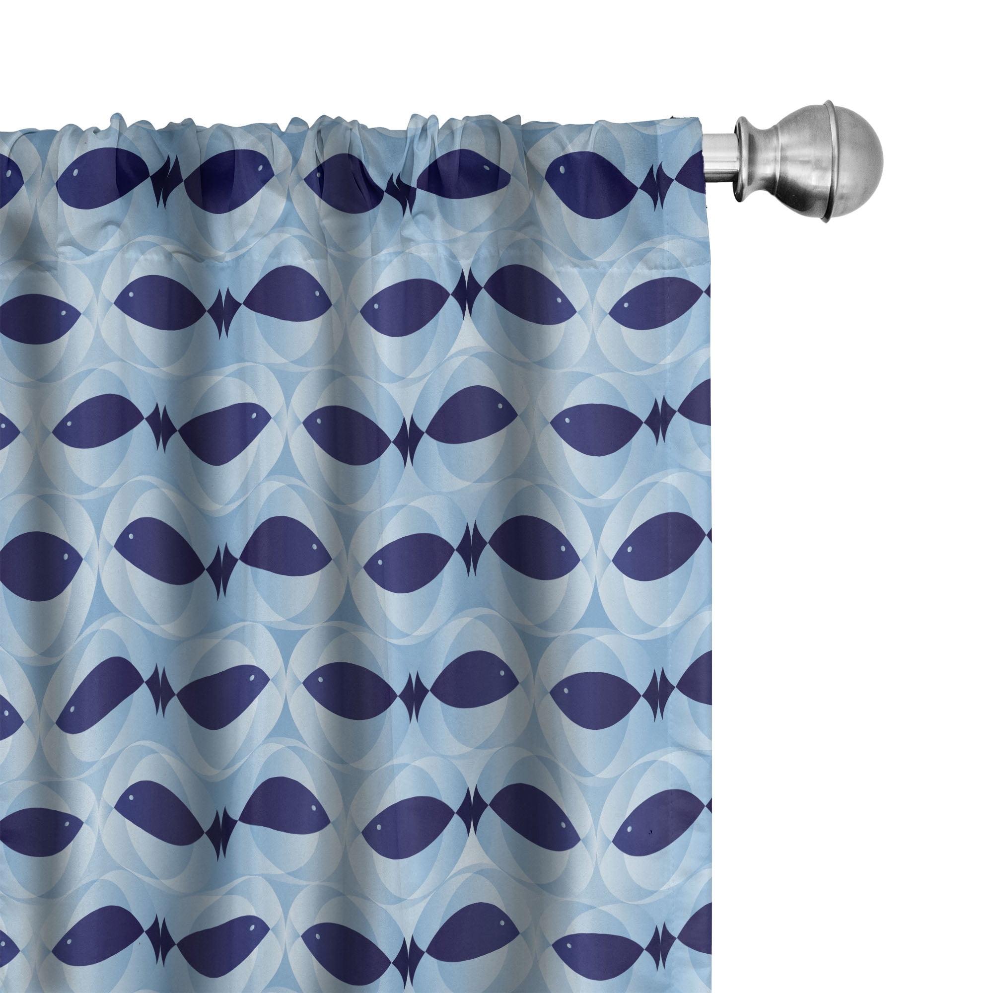 Fish Semi-Sheer Rod Pocket Curtain Panels (Set of 2)