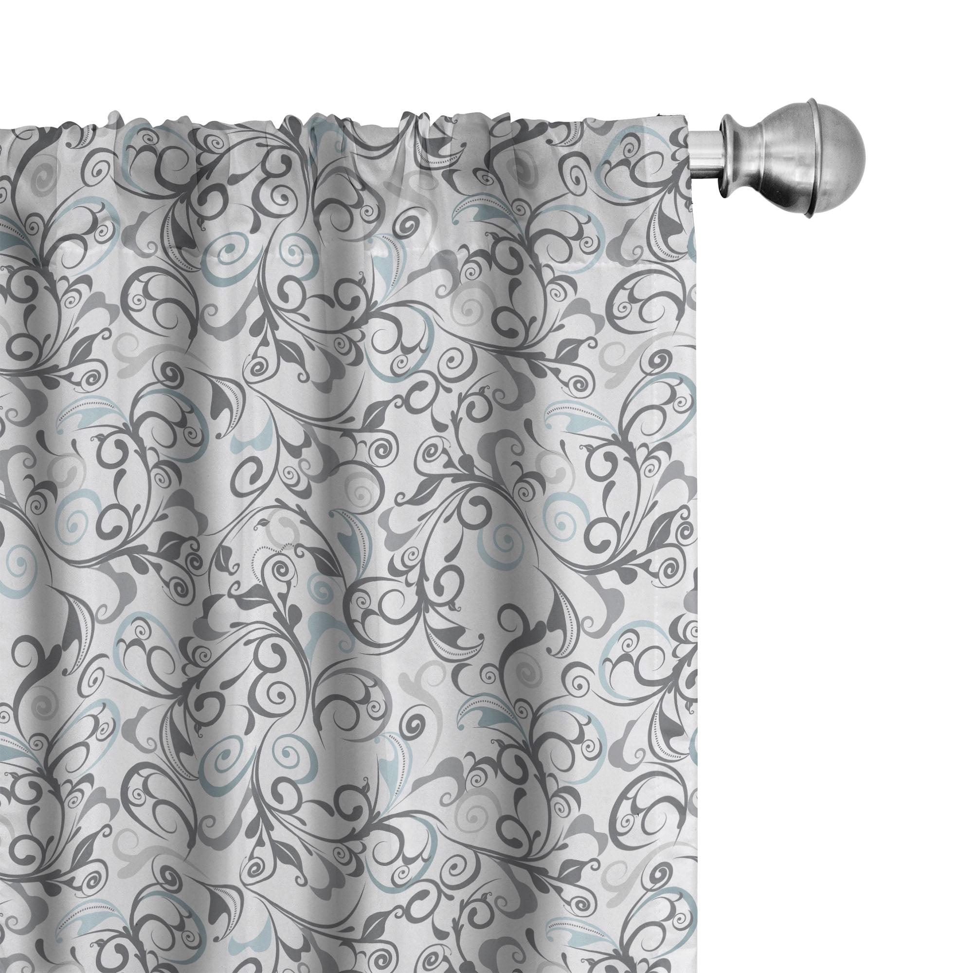 Damask Floral Semi-Sheer Rod Pocket Curtain (Set of 2)