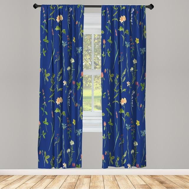 Ambesonne Microfiber Floral Semi-Sheer Rod Pocket Curtain Panels (Set of 2)