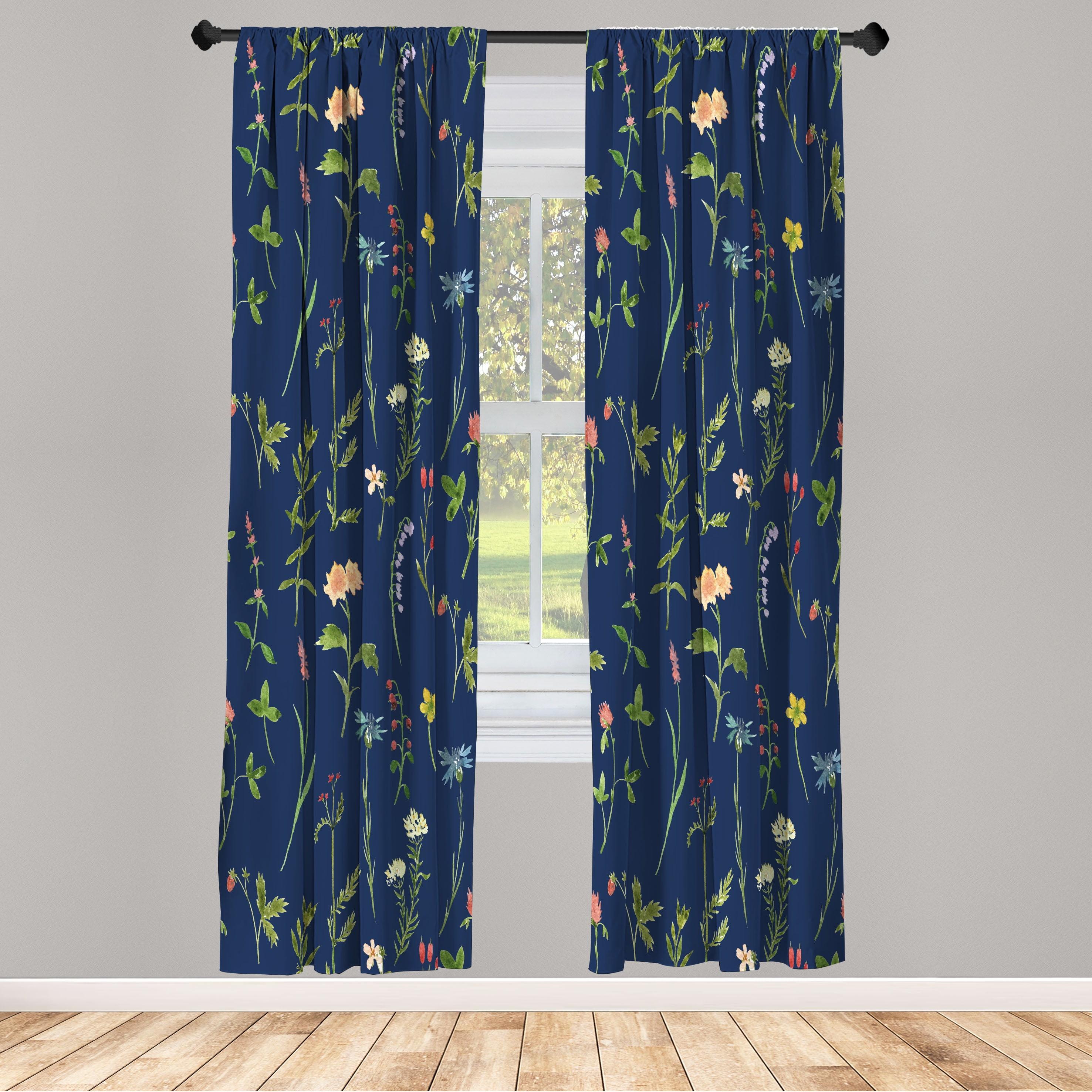 Microfiber Floral Semi-Sheer Rod Pocket Curtain Panels (Set of 2)