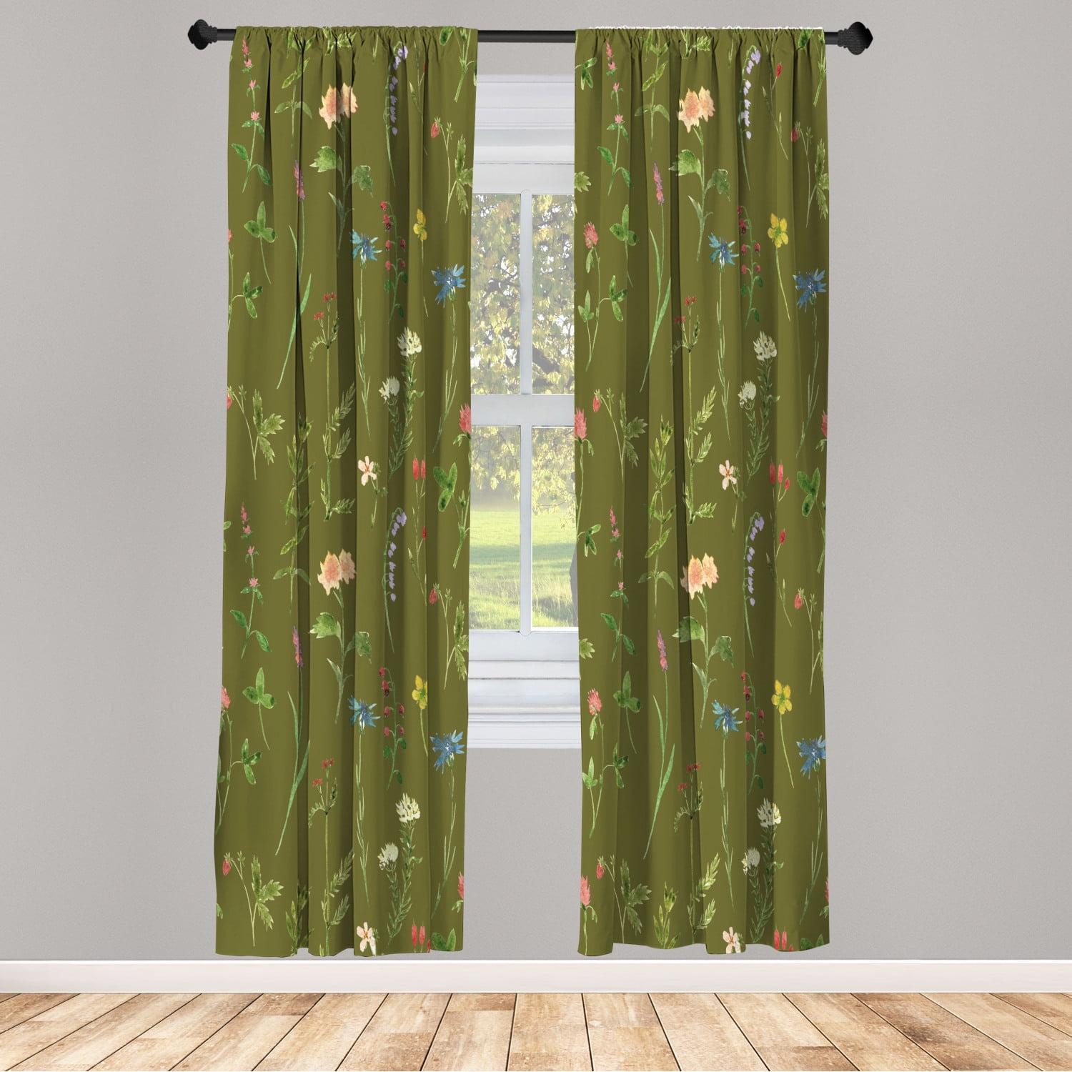 Microfiber Floral Semi-Sheer Rod Pocket Curtain Panels (Set of 2)