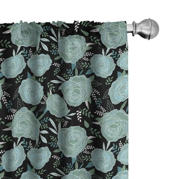 Ambesonne Floral Semi-Sheer Rod Pocket Sliding Panel (Set of 2)