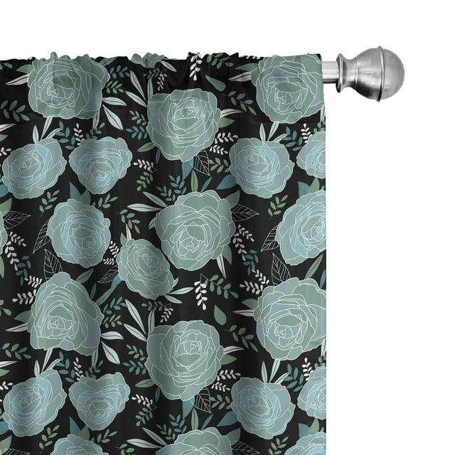 Ambesonne Floral Semi-Sheer Rod Pocket Sliding Panel (Set of 2)
