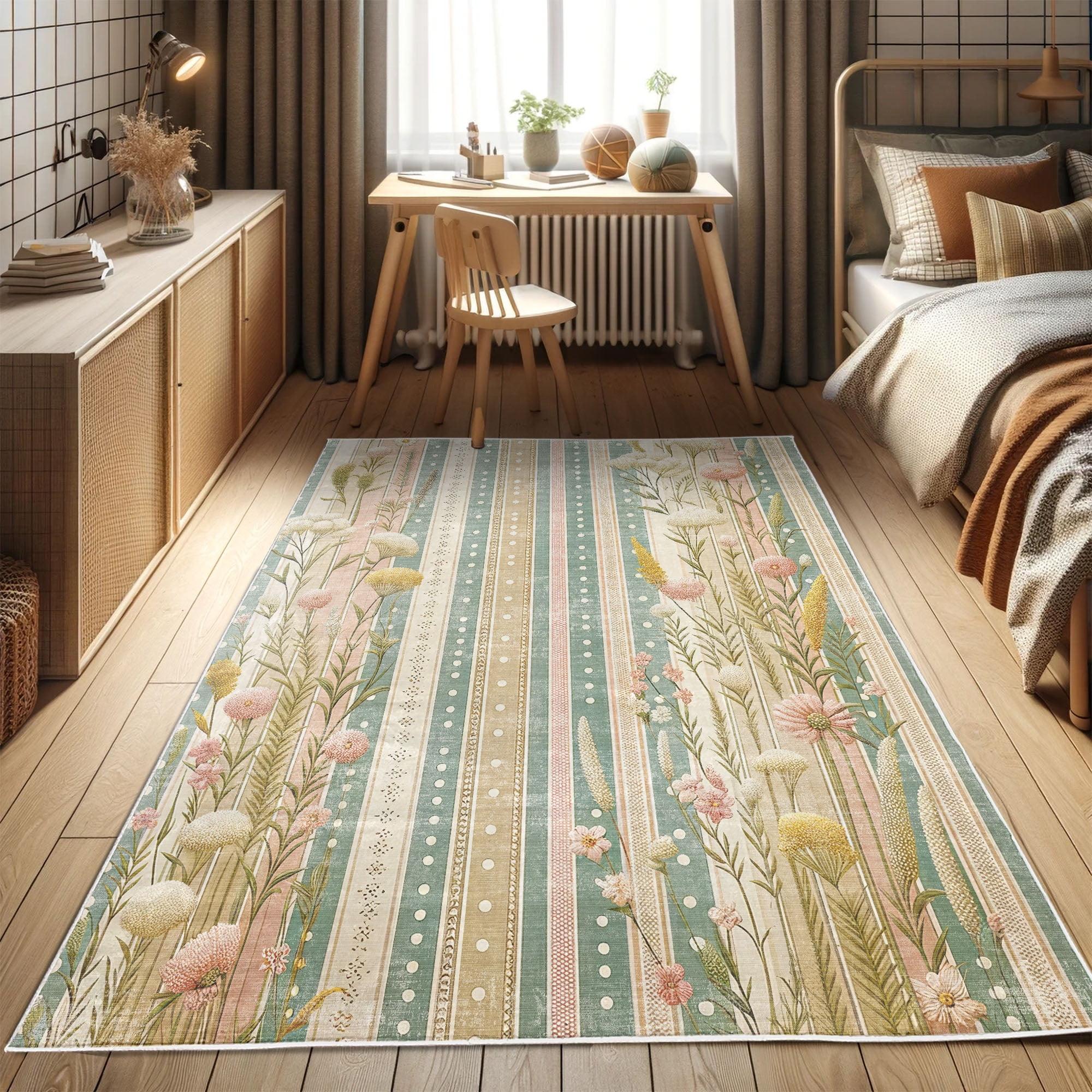 Ambesonne Ambesonne Floral High Density Long Fiber Poly Threads Decorative Area Rug Carpet