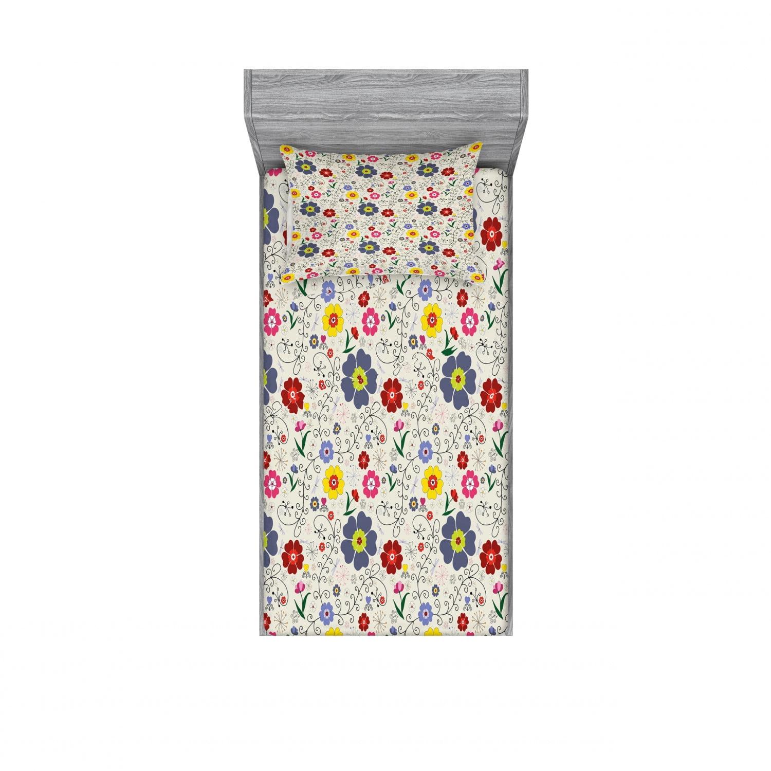 Ambesonne Microfiber Floral Sheet Set