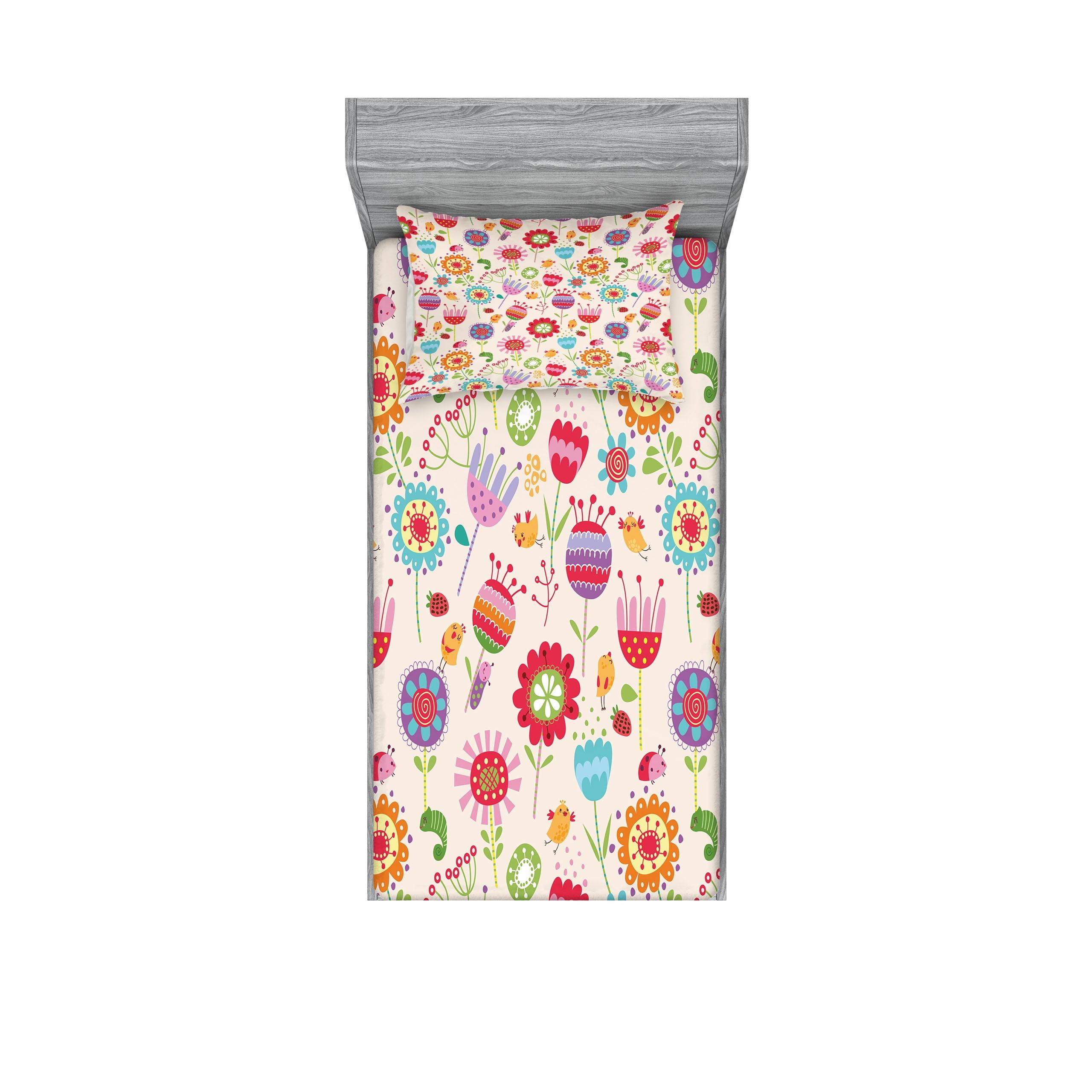 Ambesonne Microfiber Floral Sheet Set