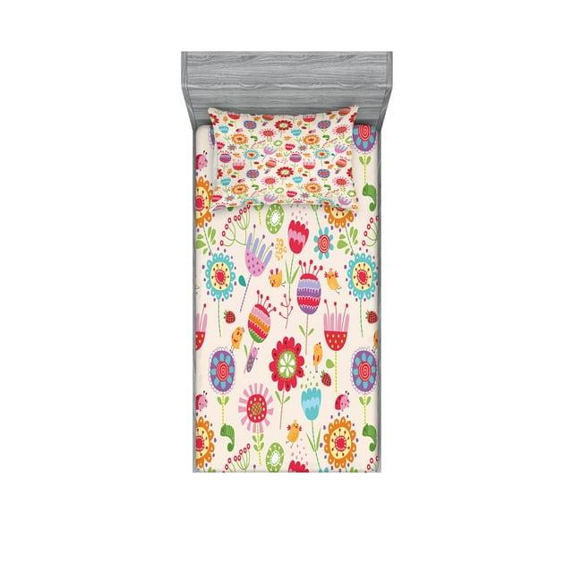 Ambesonne Microfiber Floral Sheet Set
