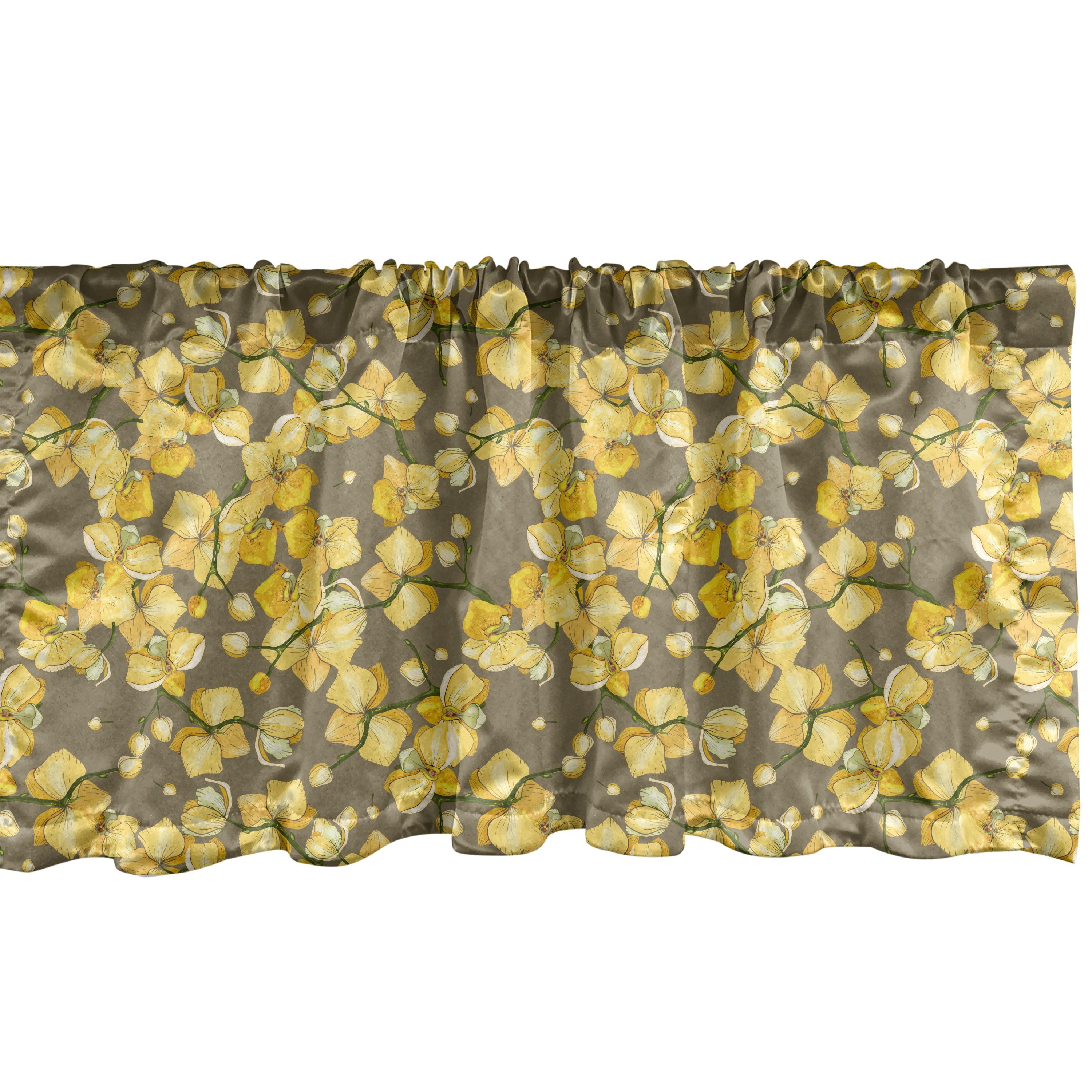 Ambesonne Floral Valance Pack of 2 Flowers and Olive Branches Multicolor