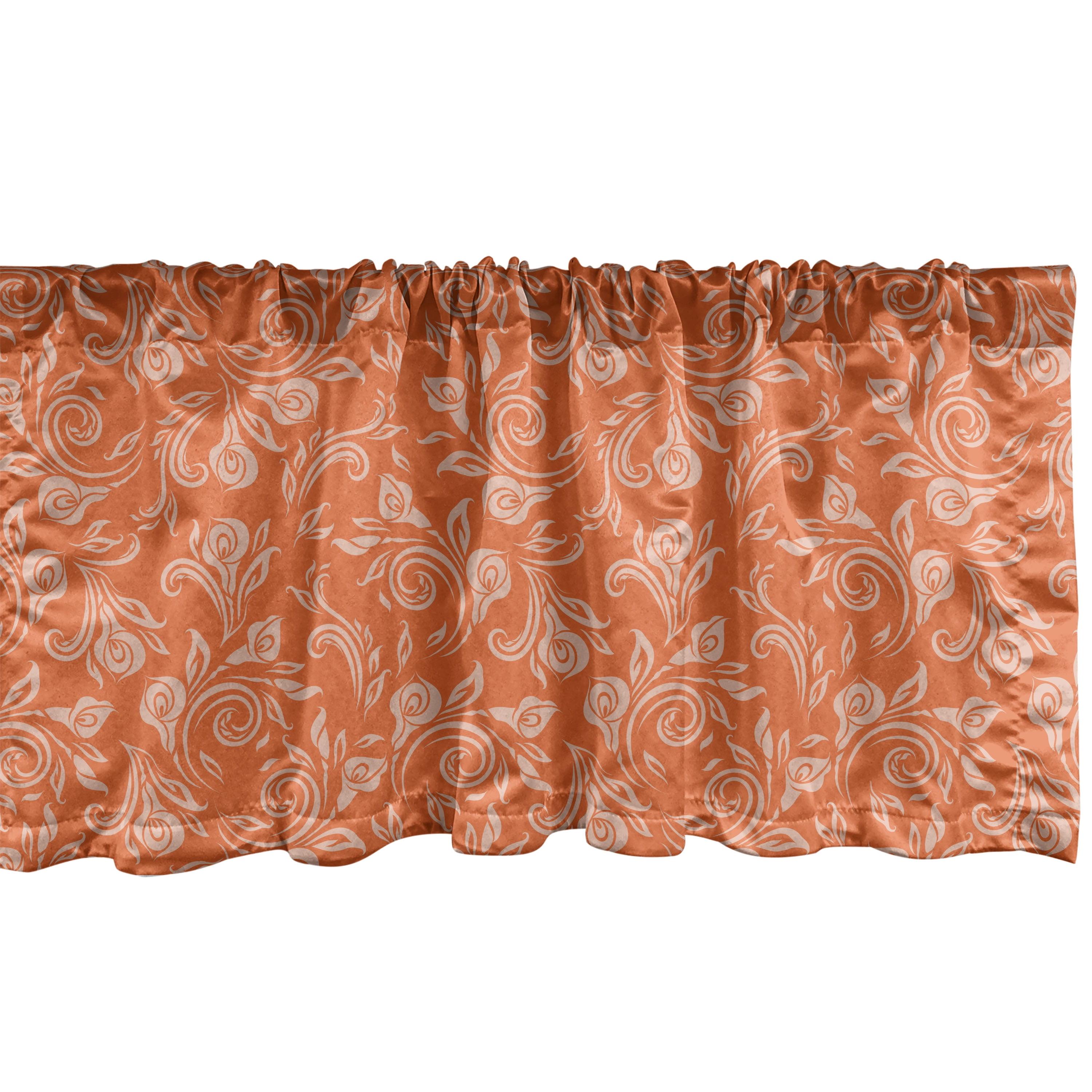 Ambesonne Floral Valance Pack of 2 Roses as Swirly Branches Pale Tan and Burnt Orange