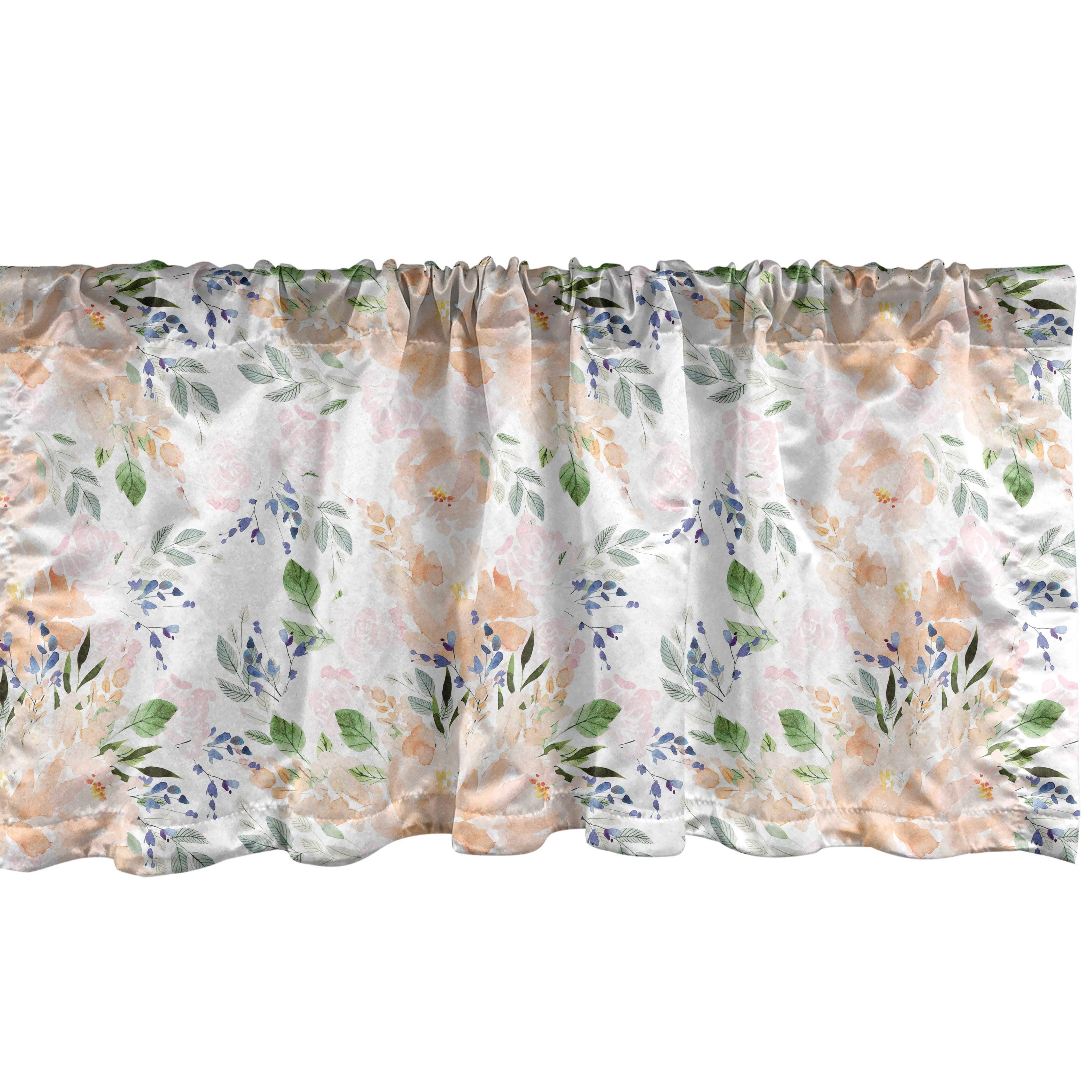 Ambesonne Botanical Valance Pack of 2 Wild Flowers Leaves Motif Multicolor