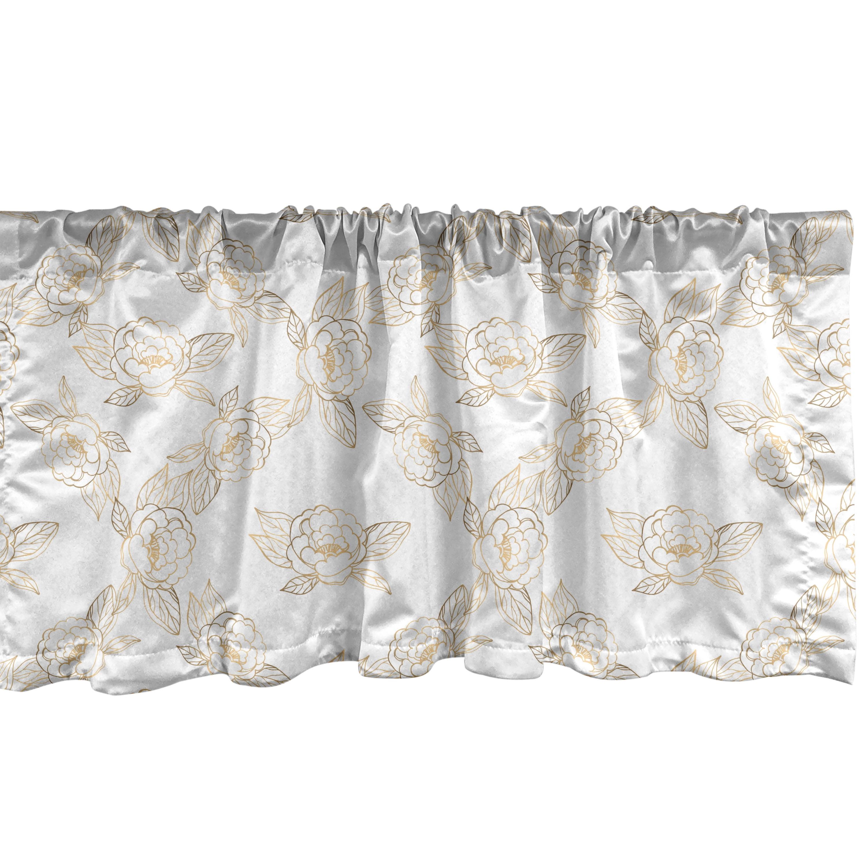 Ambesonne Flowers Valance Pack of 2 Ombre Roses Along Leaves Pale Orange