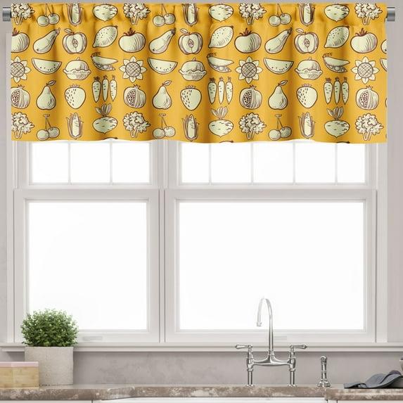 Ambesonne Ambesonne Food Valance Pack of 2 Fruits and Vegetables Pattern Pale Orange Pale Yellow