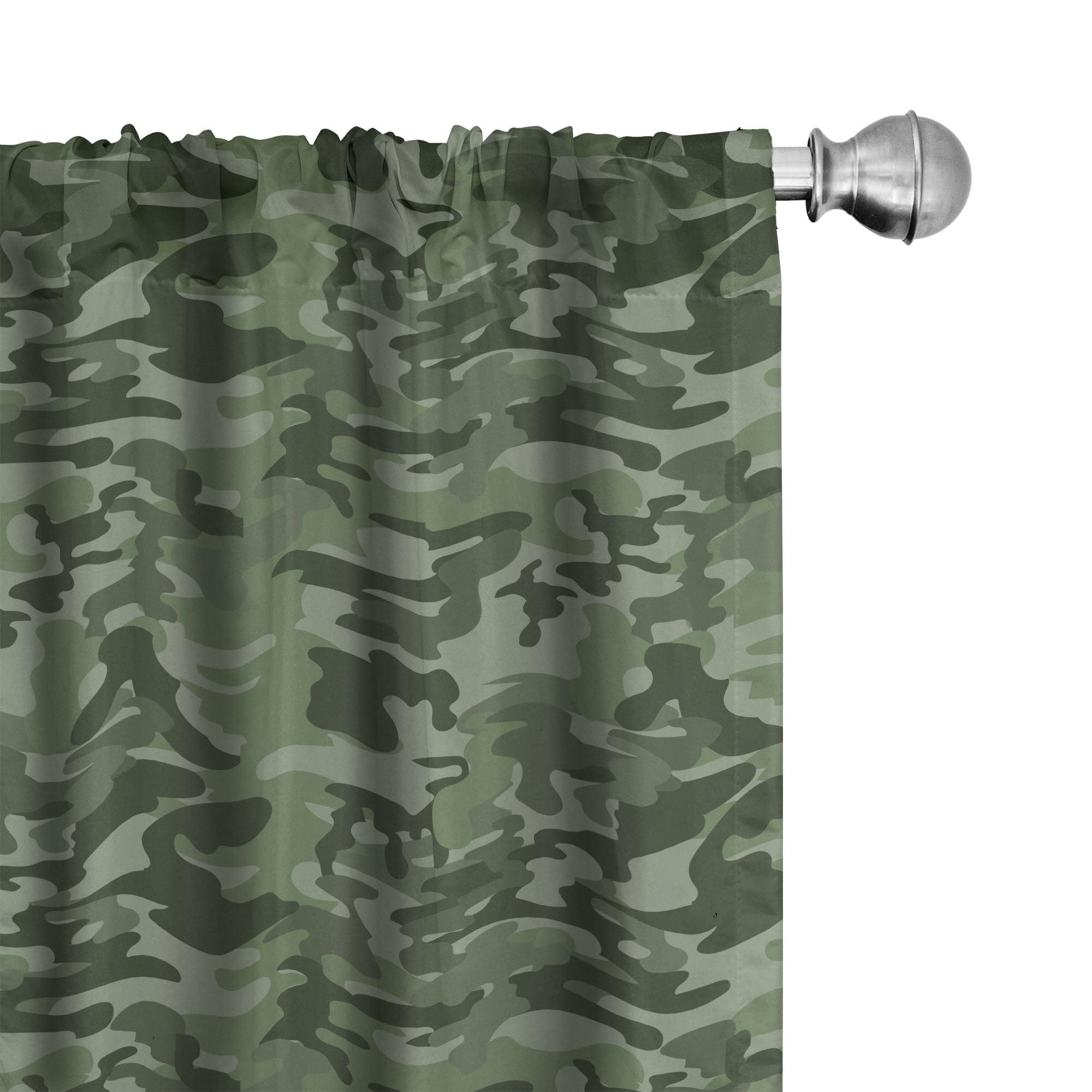 Ambesonne Forest Camouflage Semi-Sheer Rod Pocket Sliding Panel (Set of 2)