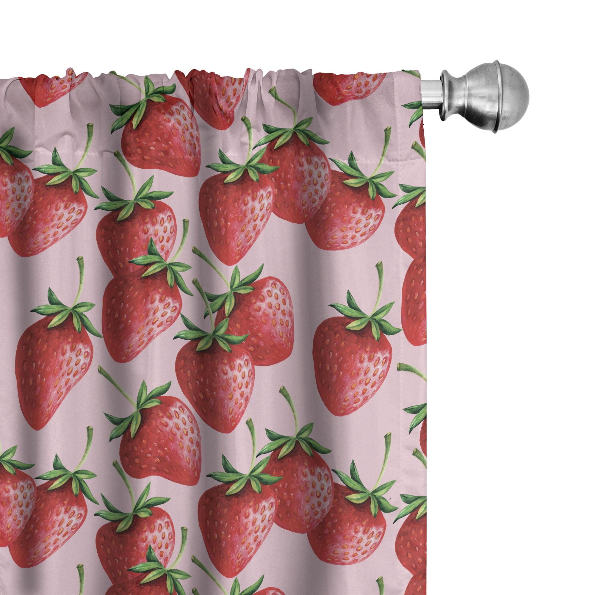 Delicious Big Strawberries Semi-Sheer Rod Pocket Curtain Panels (Set of 2)