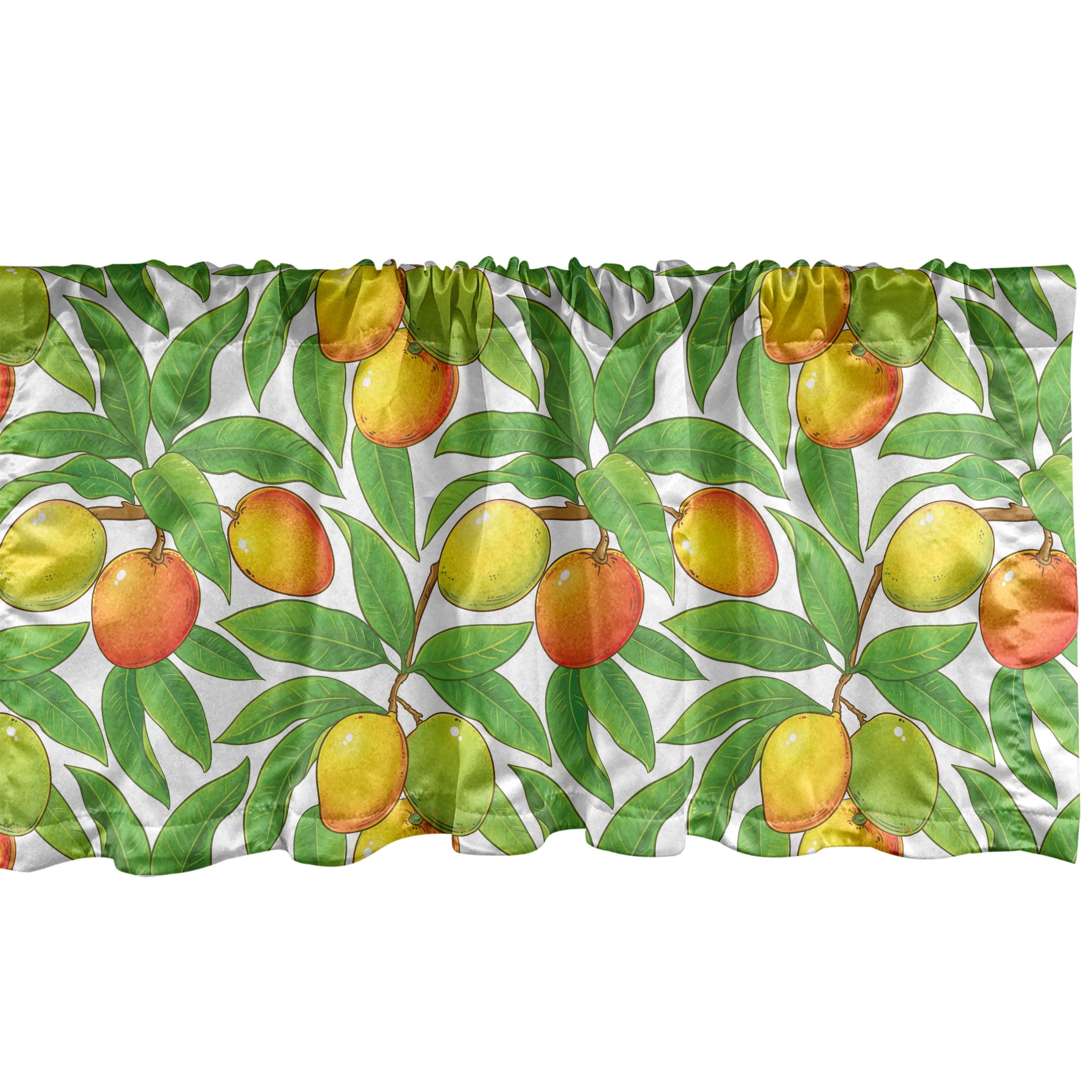 Ambesonne Fruit Valance Pack of 2 Ripe Mango Branches Green Vermilion