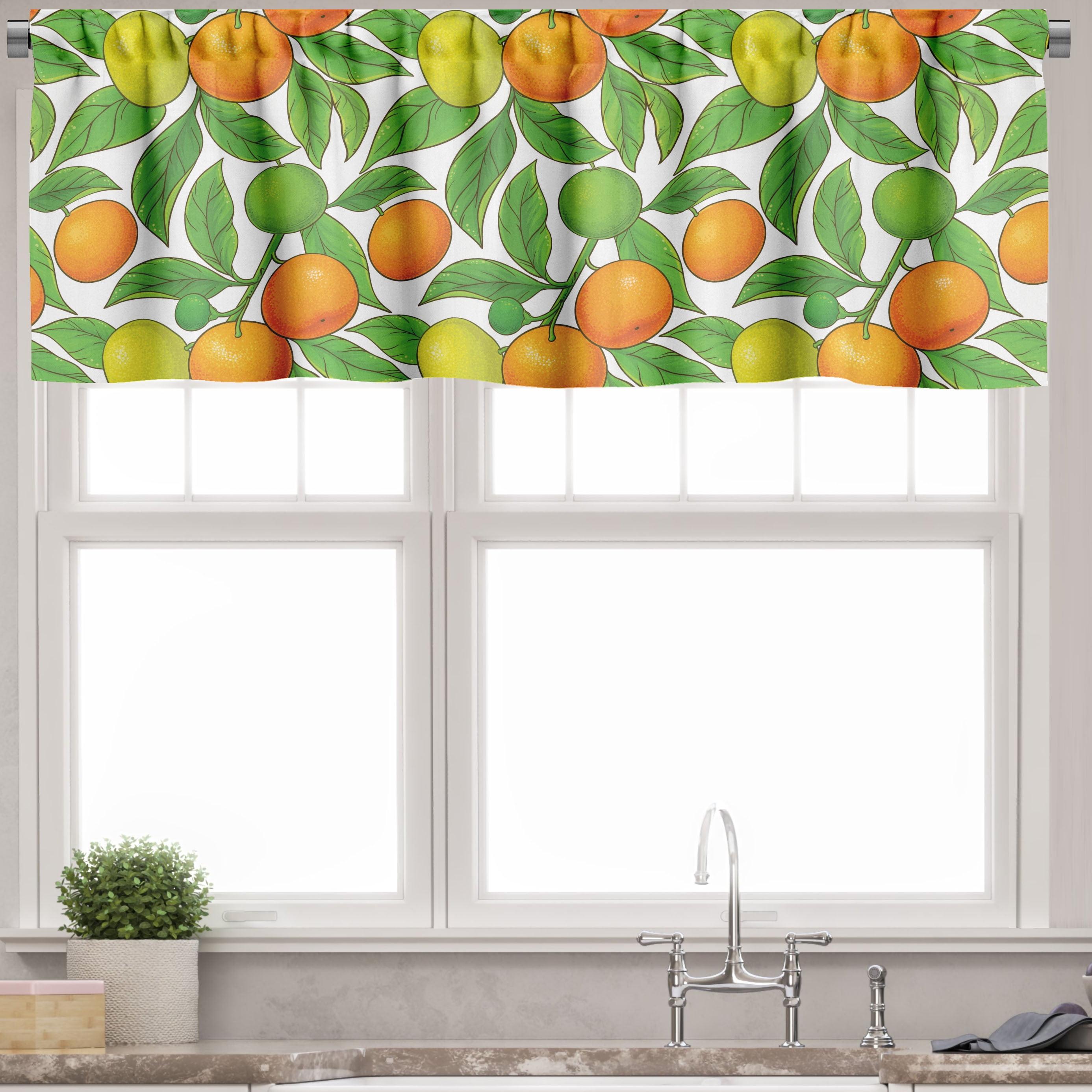 Seasonal Citrus Print Satin Polyester Valance Set