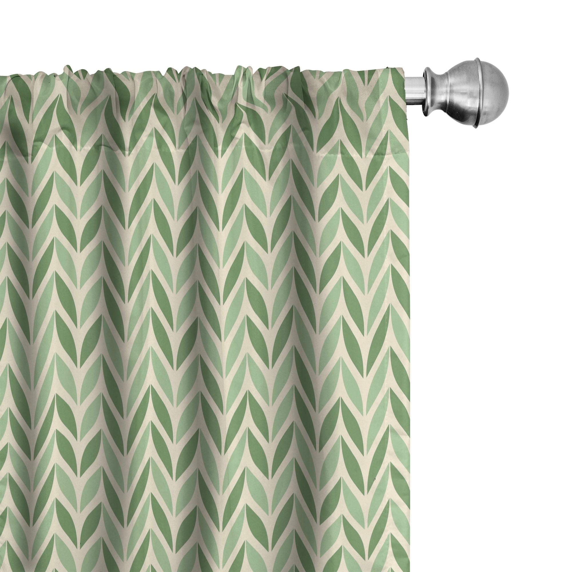 Ambesonne Garden 4-Panel Curtains, Symmetric Green, Green Pale Green