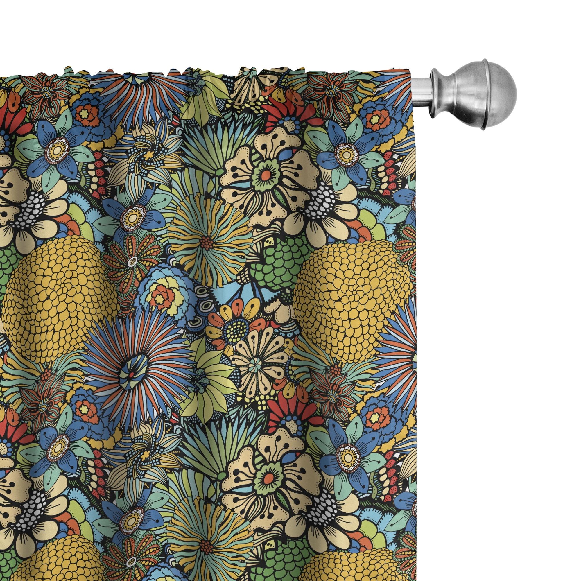 Ambesonne Garden Art Floral Semi-Sheer Rod Pocket Curtain Panels (Set of 2)