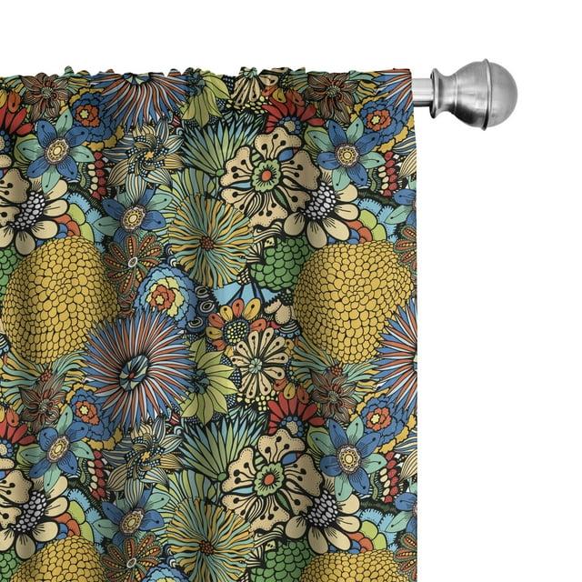 Ambesonne Garden Art Floral Semi-Sheer Rod Pocket Curtain Panels (Set of 2)
