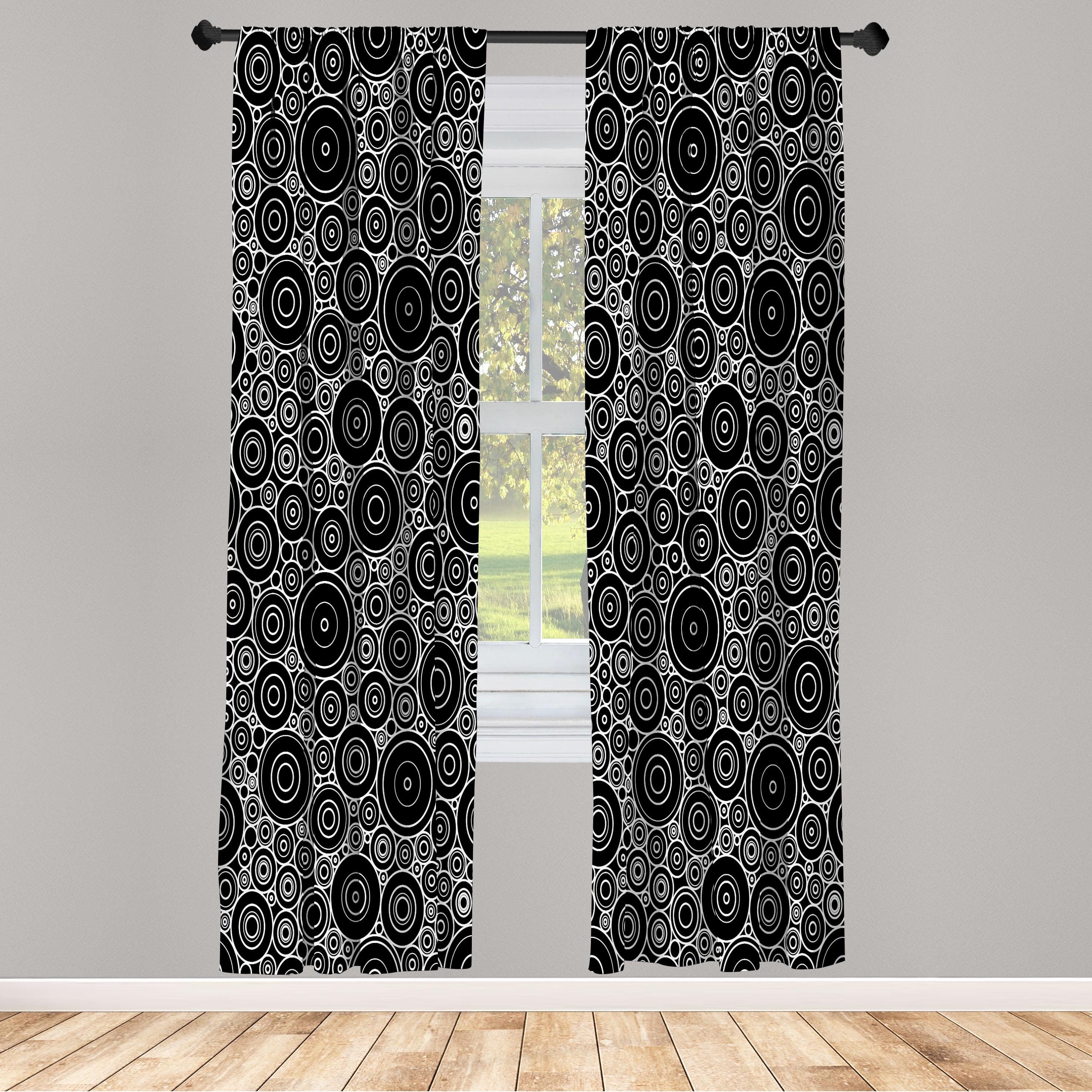 Black and White Geometric Microfiber Sheer Curtain Panels, 84"