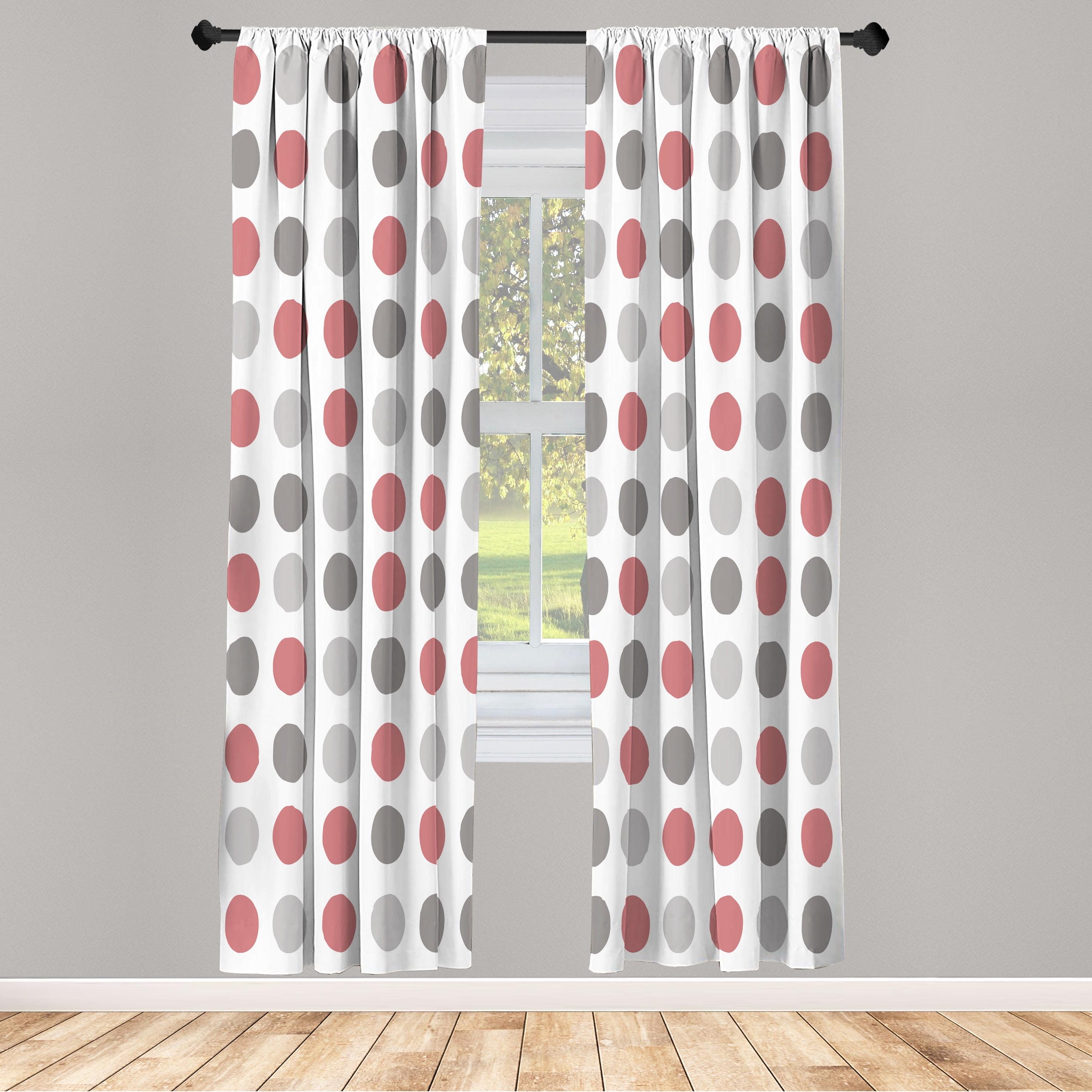 Polka Dot Light Filtering White and Gray Curtain Panels