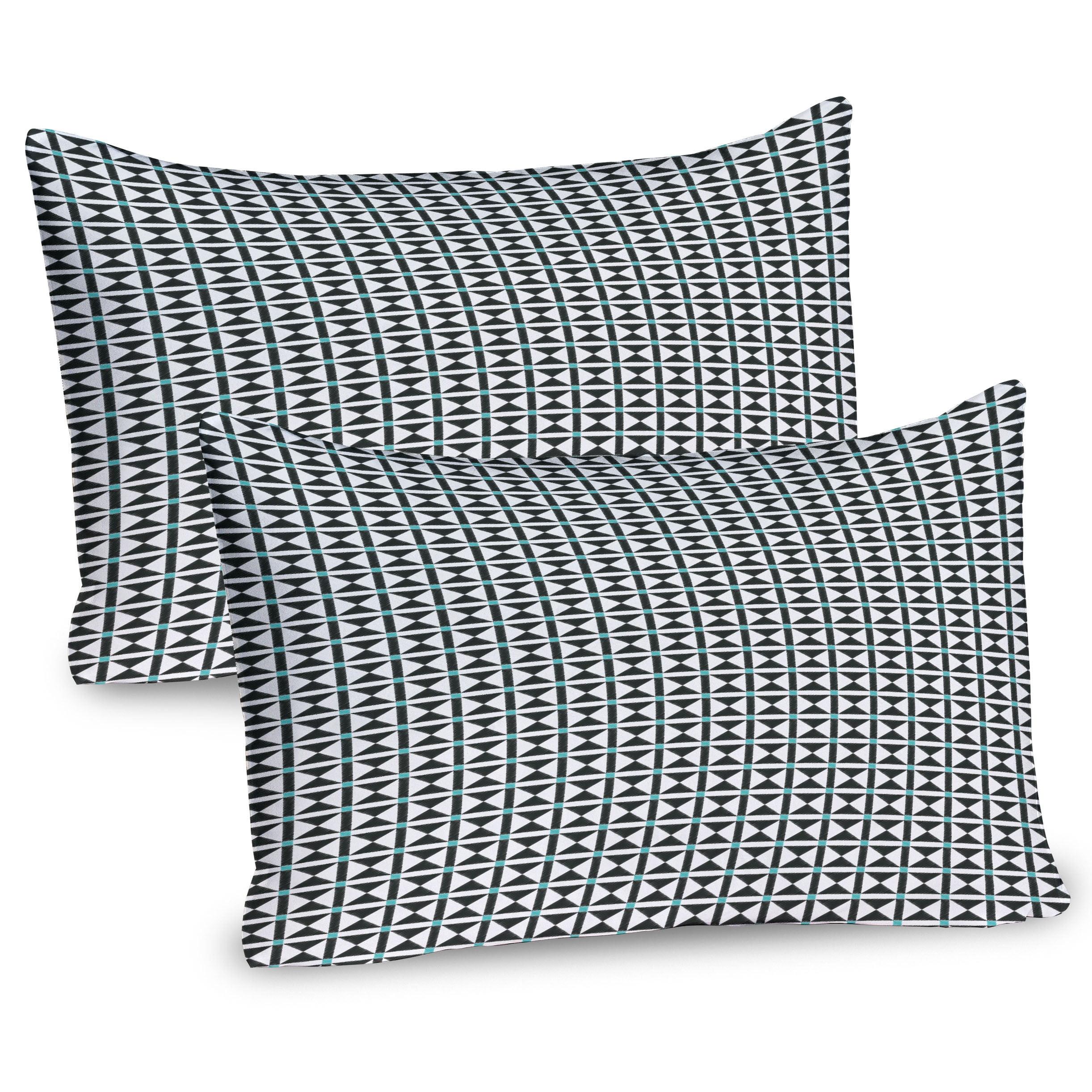 Ambesonne Geometric Pillow Sham 2 Pack Sketch Look Lines Art 30"x20" Turquoise Charcoal Grey