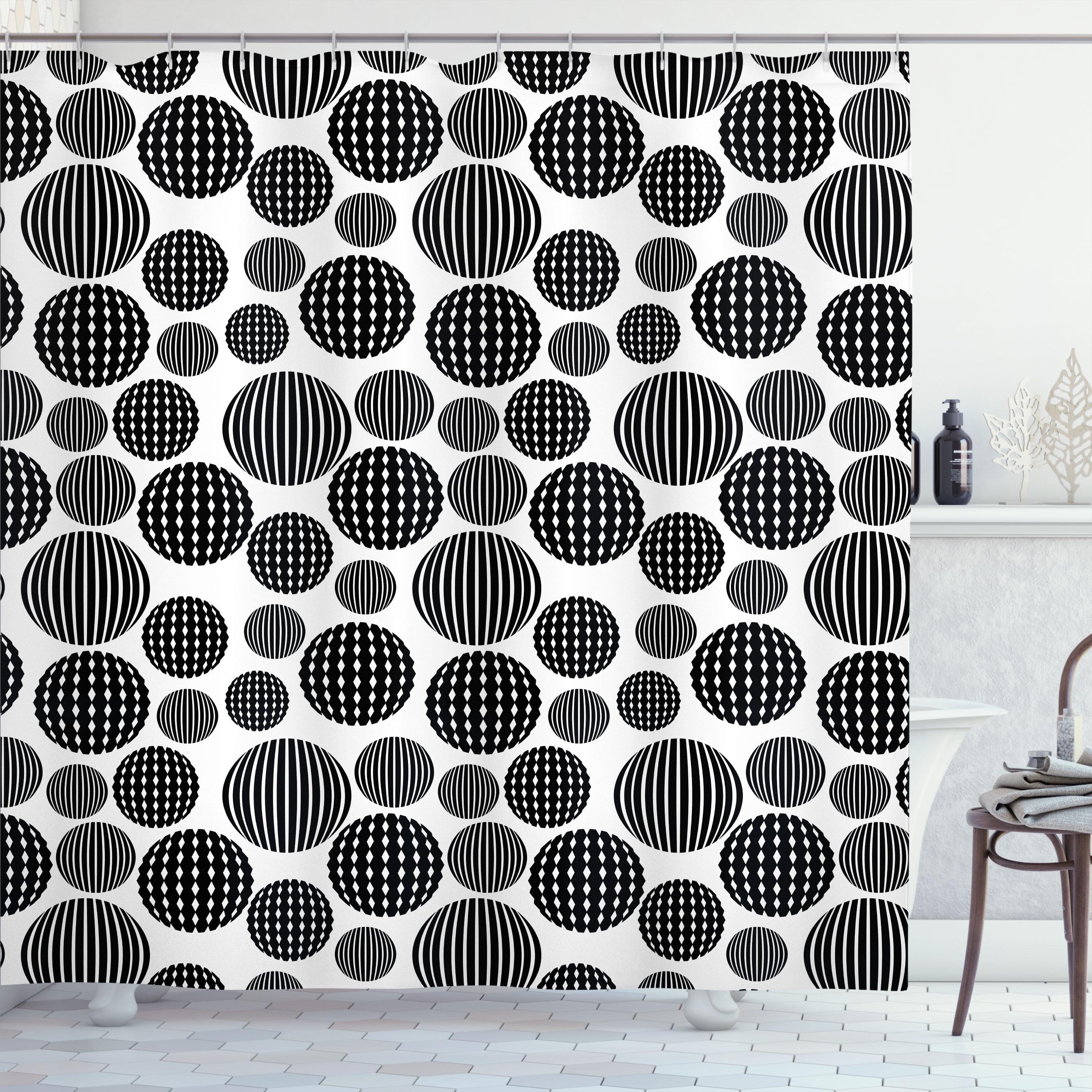 Ambesonne Geometric Shower Curtain, Overlapping Spirals, 69"Wx70"L, Black White and Grey