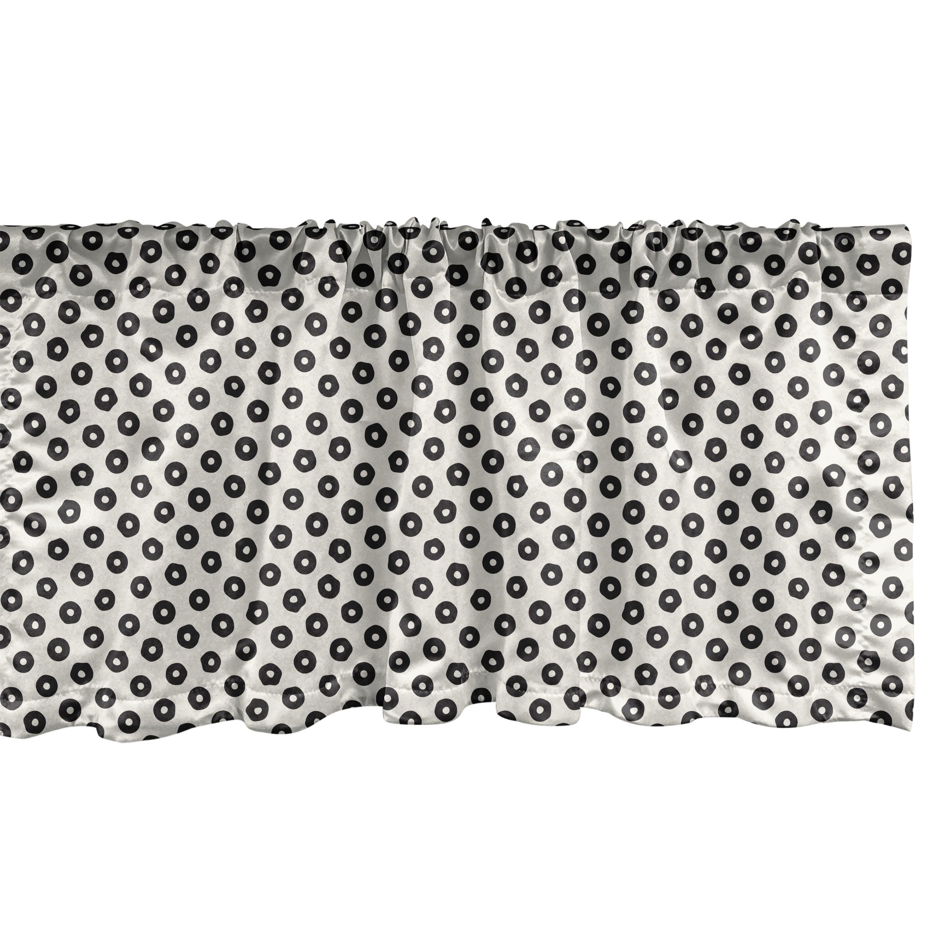 Charcoal Grey White Satin Polyester Polka Dot Valance 42" x 12"