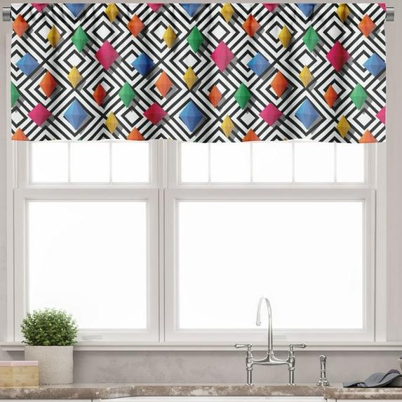 Ambesonne Ambesonne Geometric Valance Pack of 2 Colorful 3D Shapes