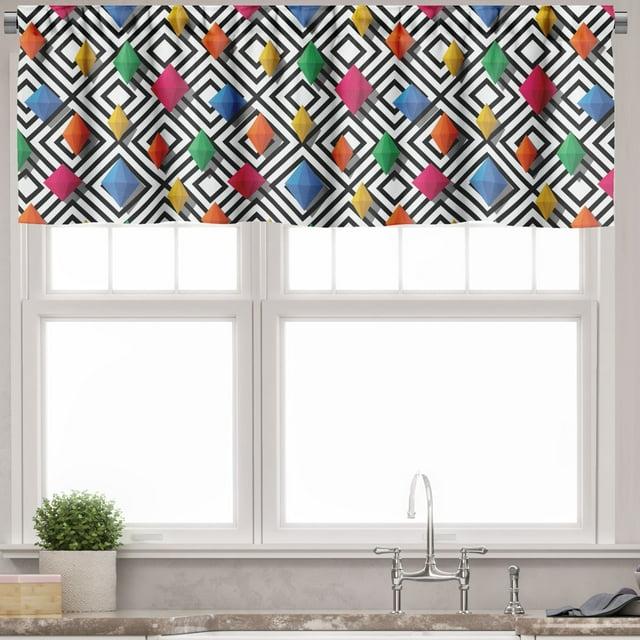 Ambesonne Ambesonne Geometric Valance Pack of 2 Colorful 3D Shapes