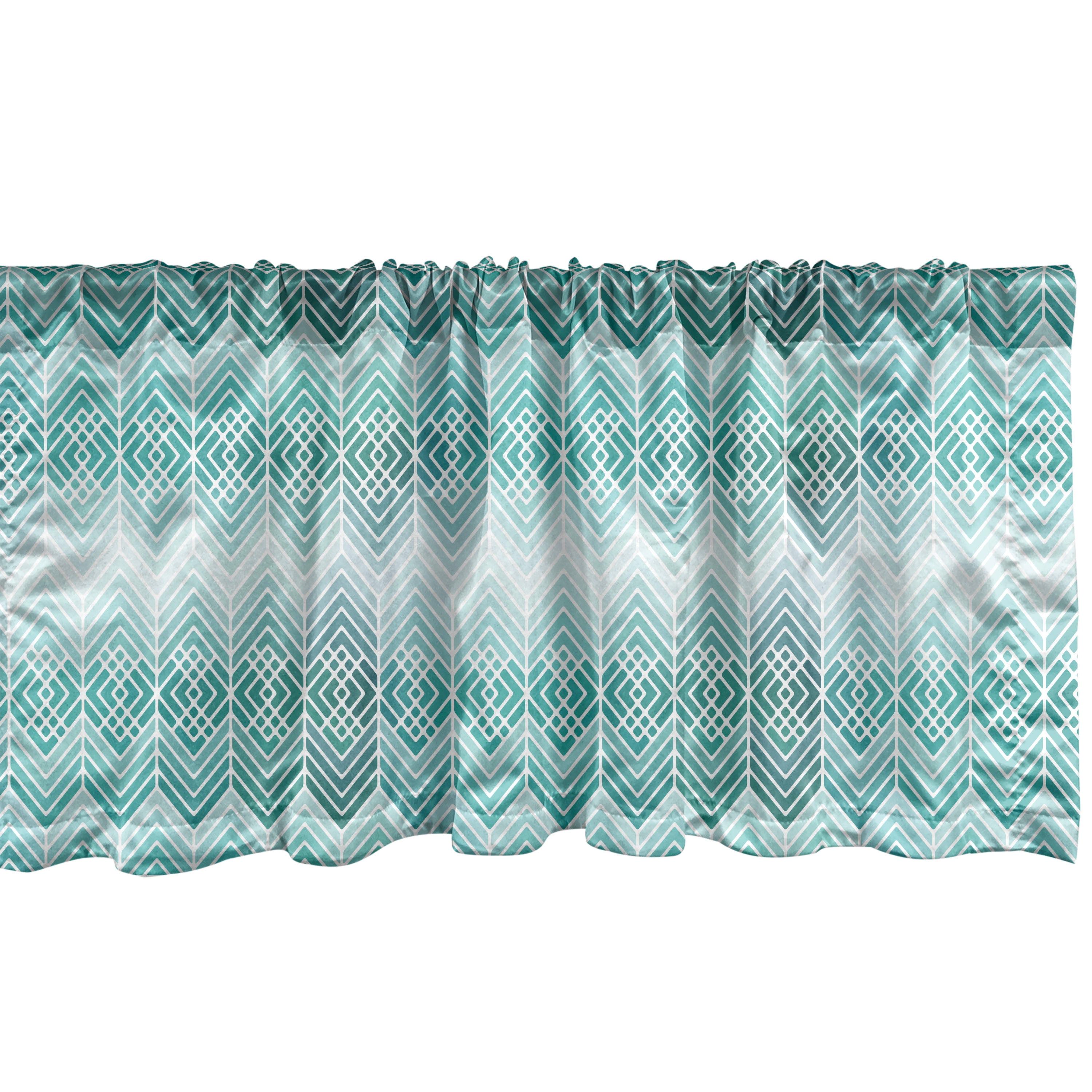 Sage Green and Blue Zigzag Satin Rod Pocket Valance Set