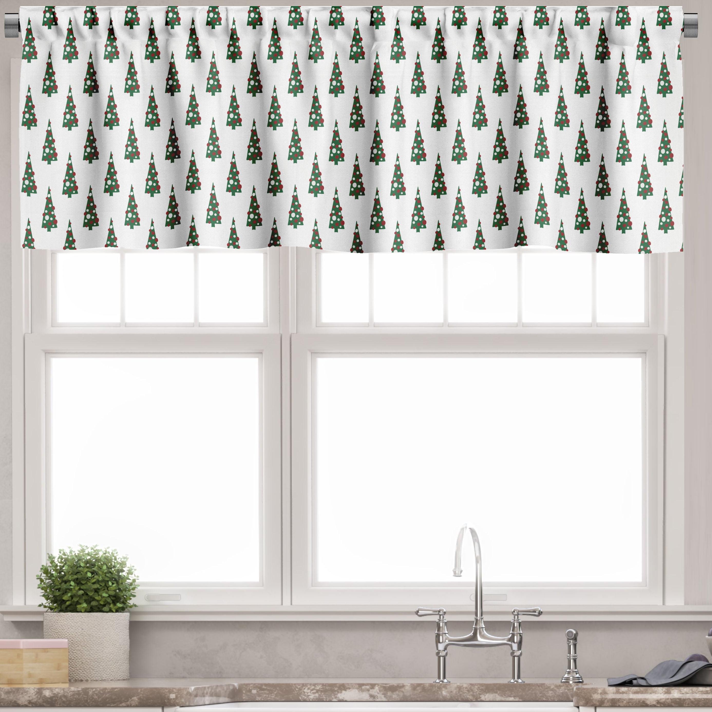 Hunter Green Ruby White Geometric Xmas Tree Valance Set