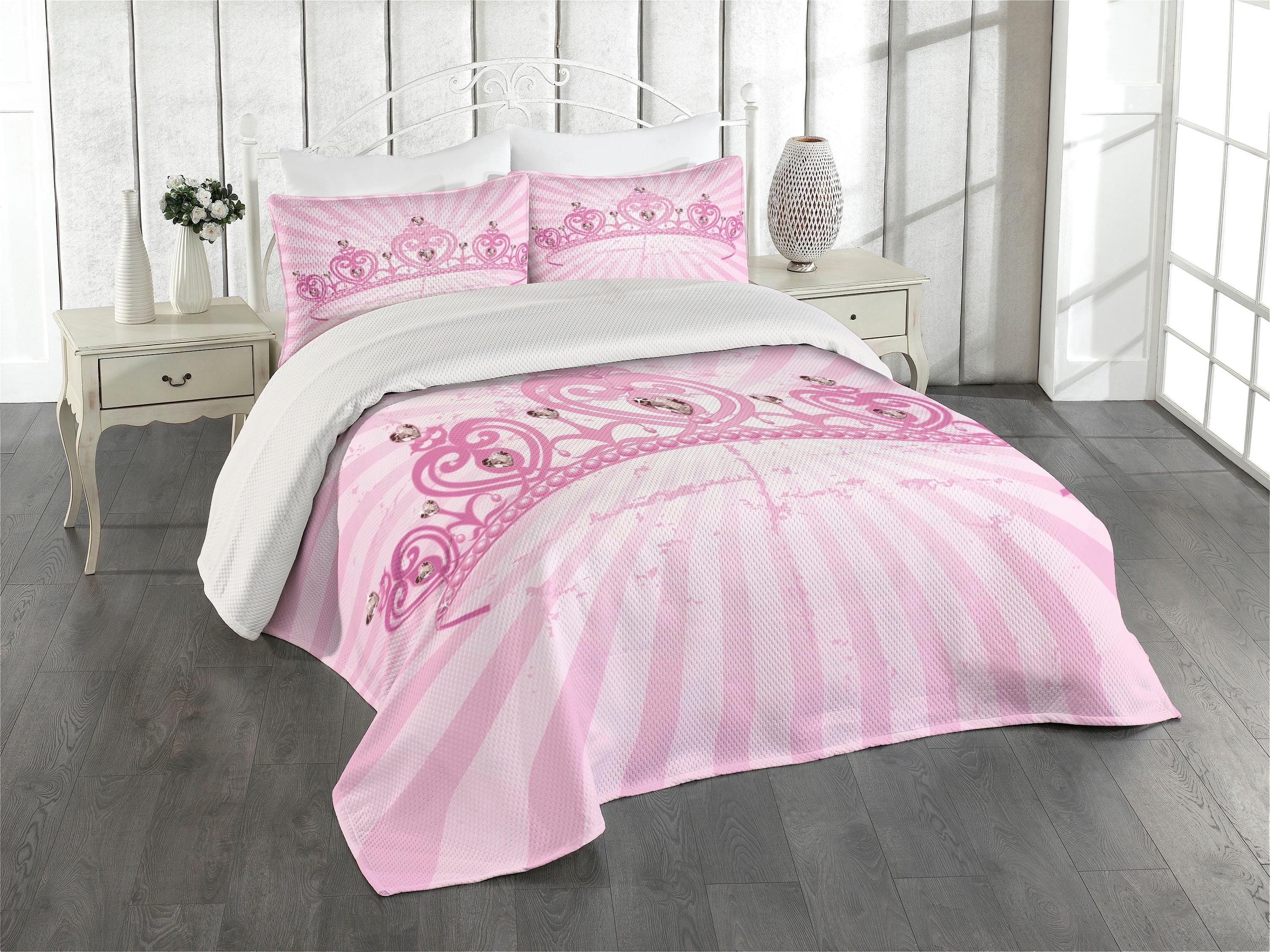 Pink Quilted Twin Bedspread Set with Pillow Sham