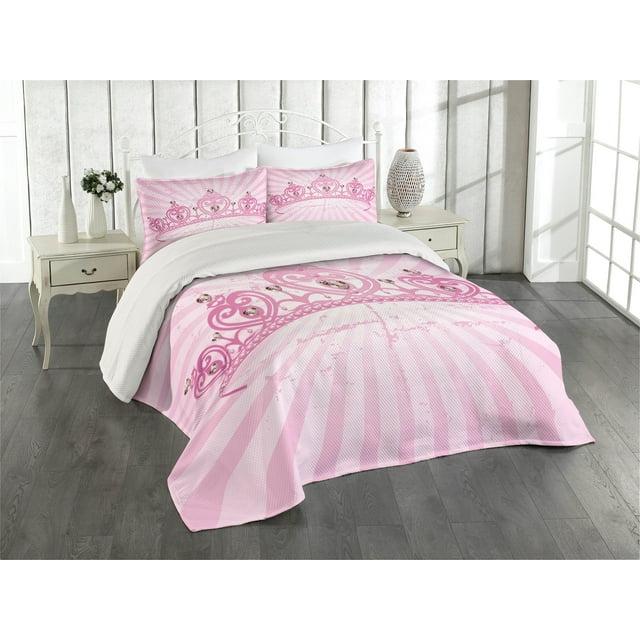 Ambesonne Ambesonne Girls Bedspread Set Pink Cartoon Pink Pale Pink