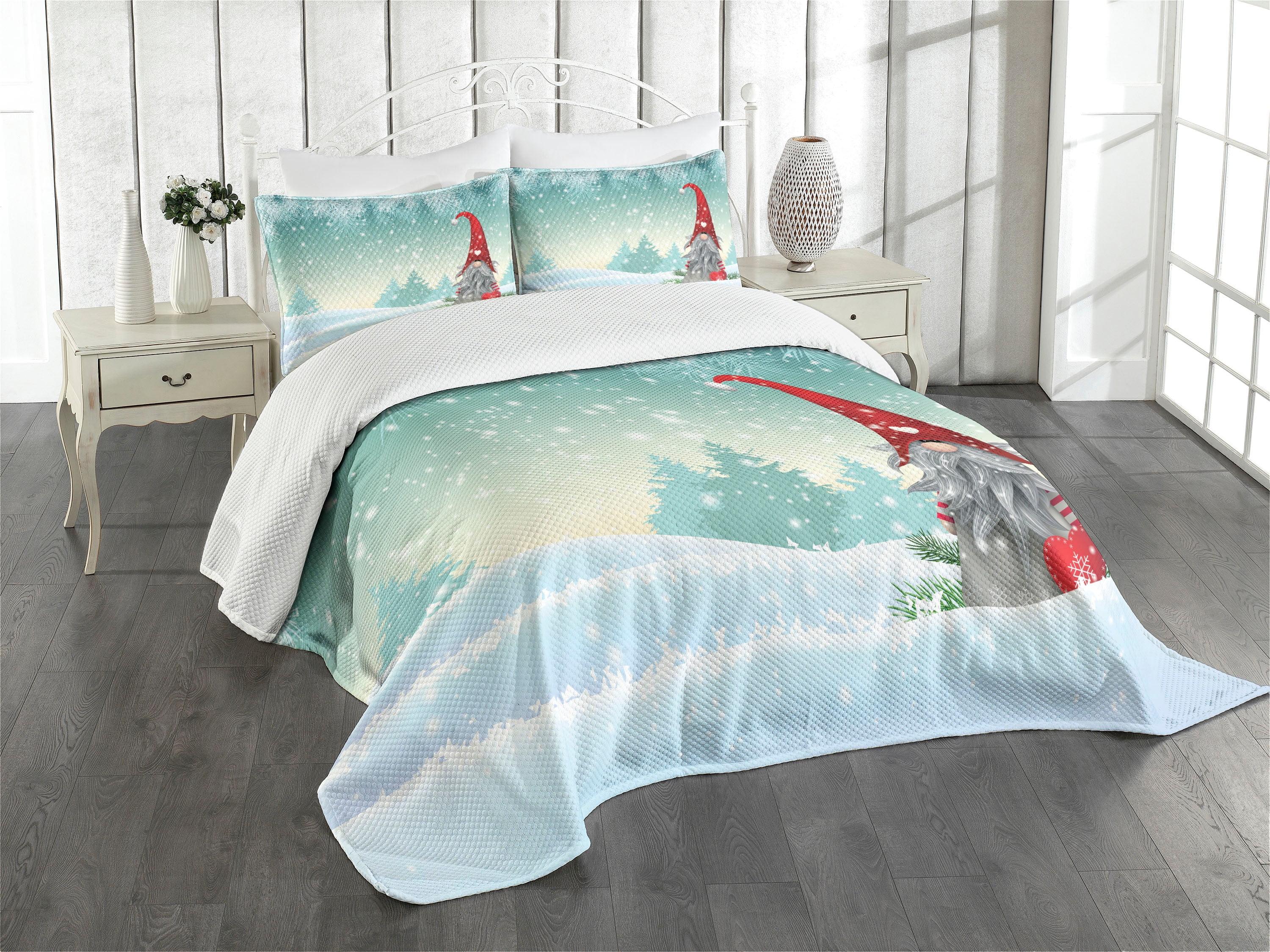 Mint Green and Pale Blue Gnome Twin Coverlet Set