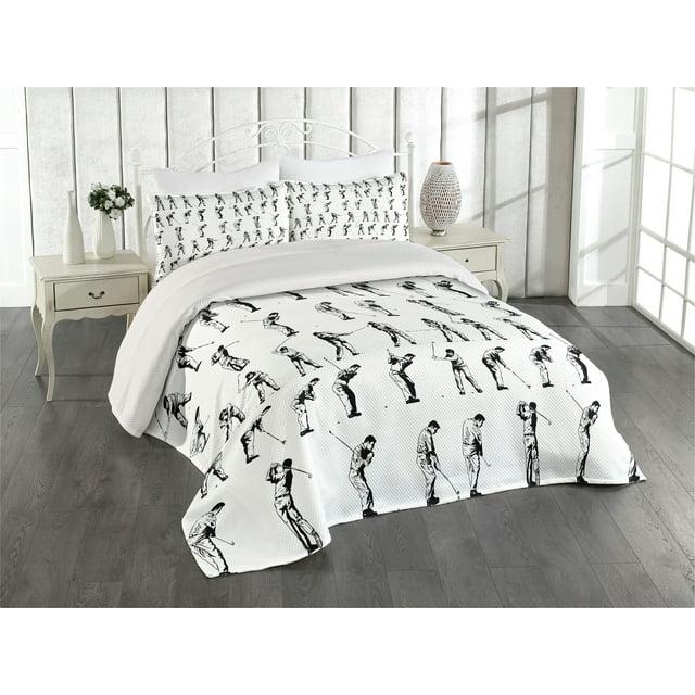 Ambesonne Ambesonne Golf Bedspread Set Golf Swing Hobby Play Black White