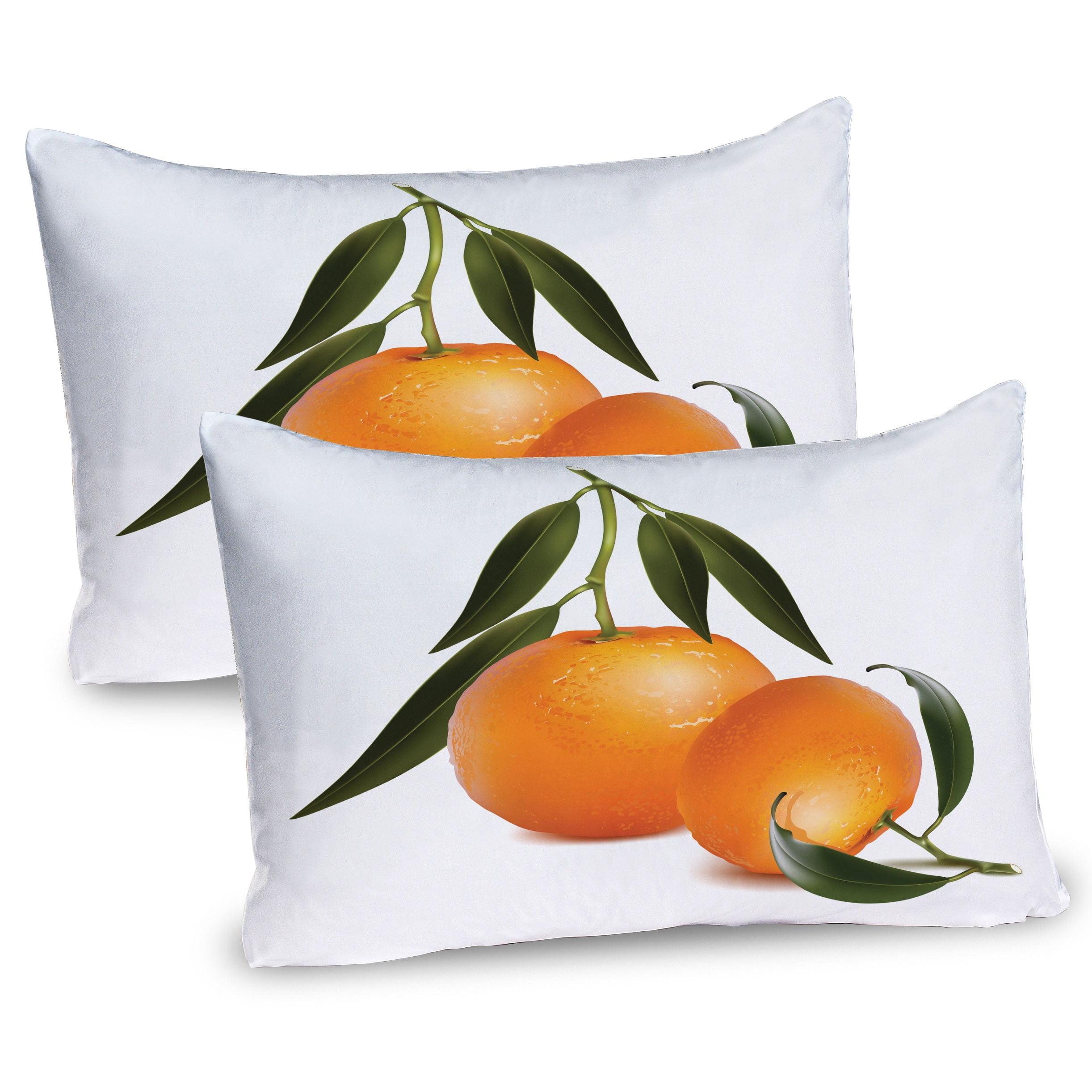 Tangerine and Olive Green Microfiber Pillow Shams 2-Pack