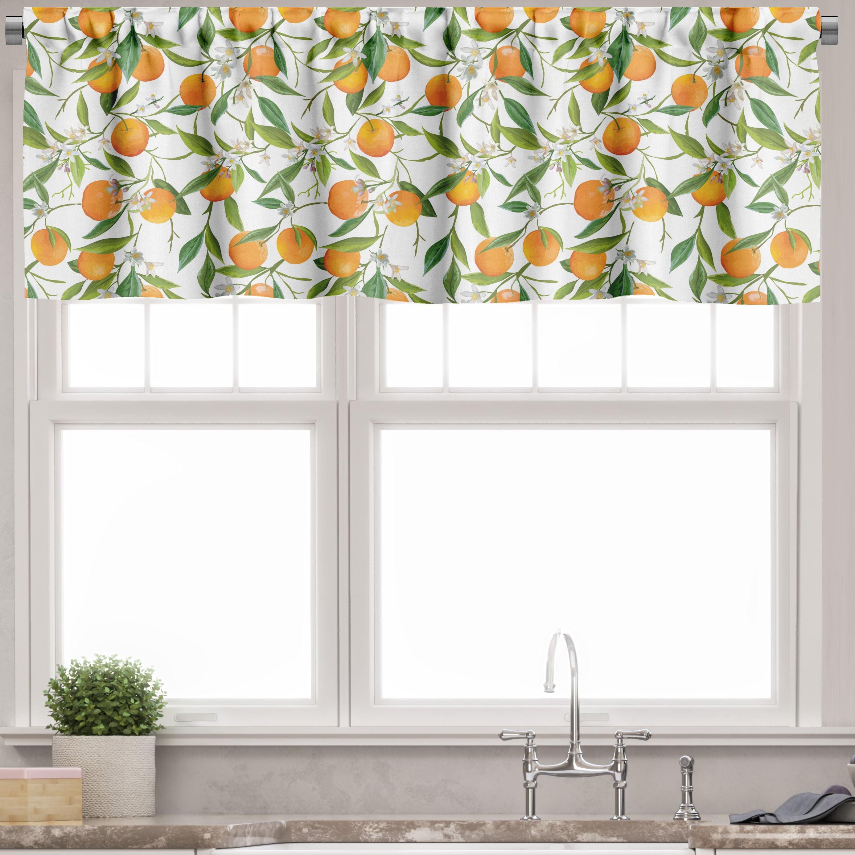 Ambesonne Ambesonne Green Orange Valance Pack of 2 Orange Branch