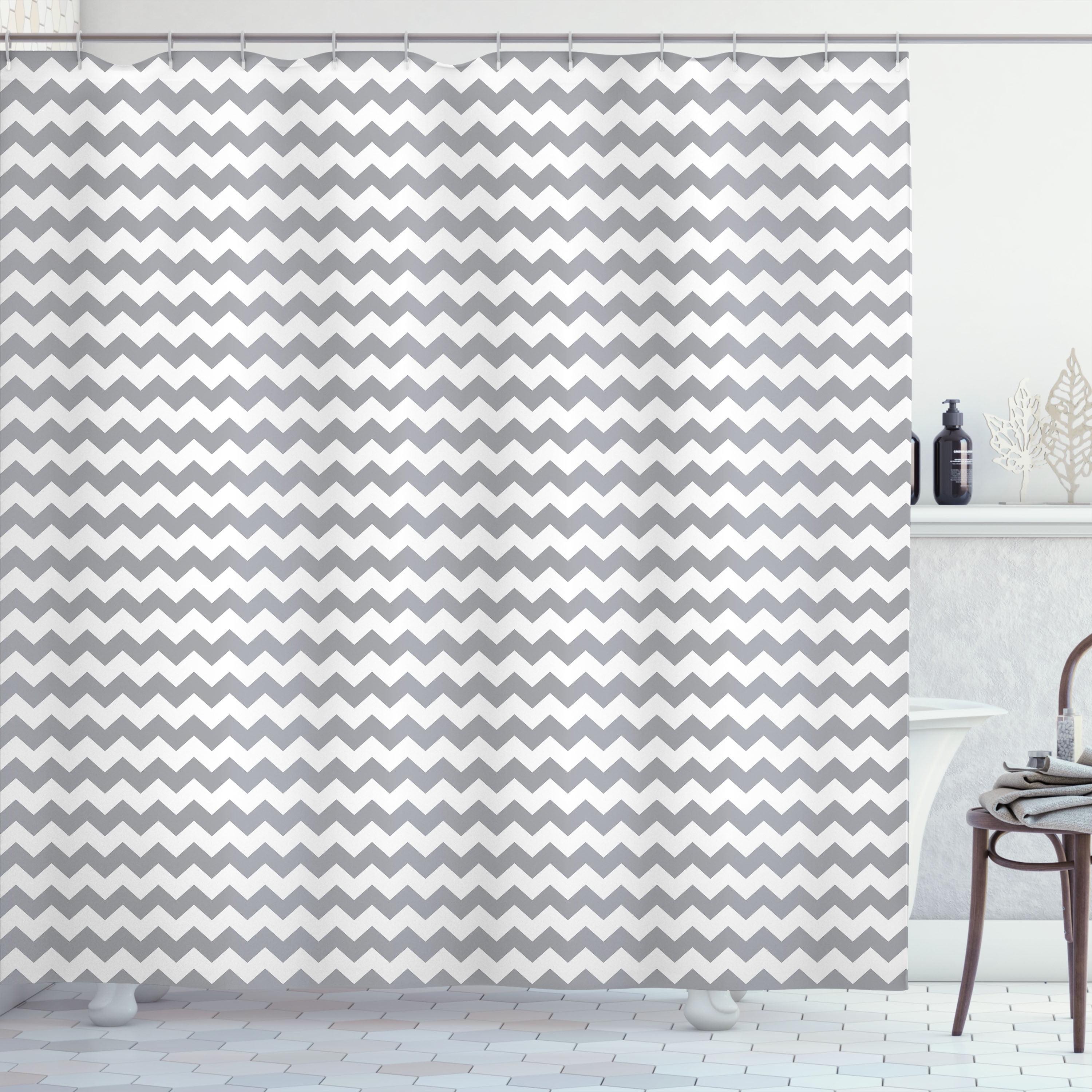 Chevron Shower Curtain with Hooks Included