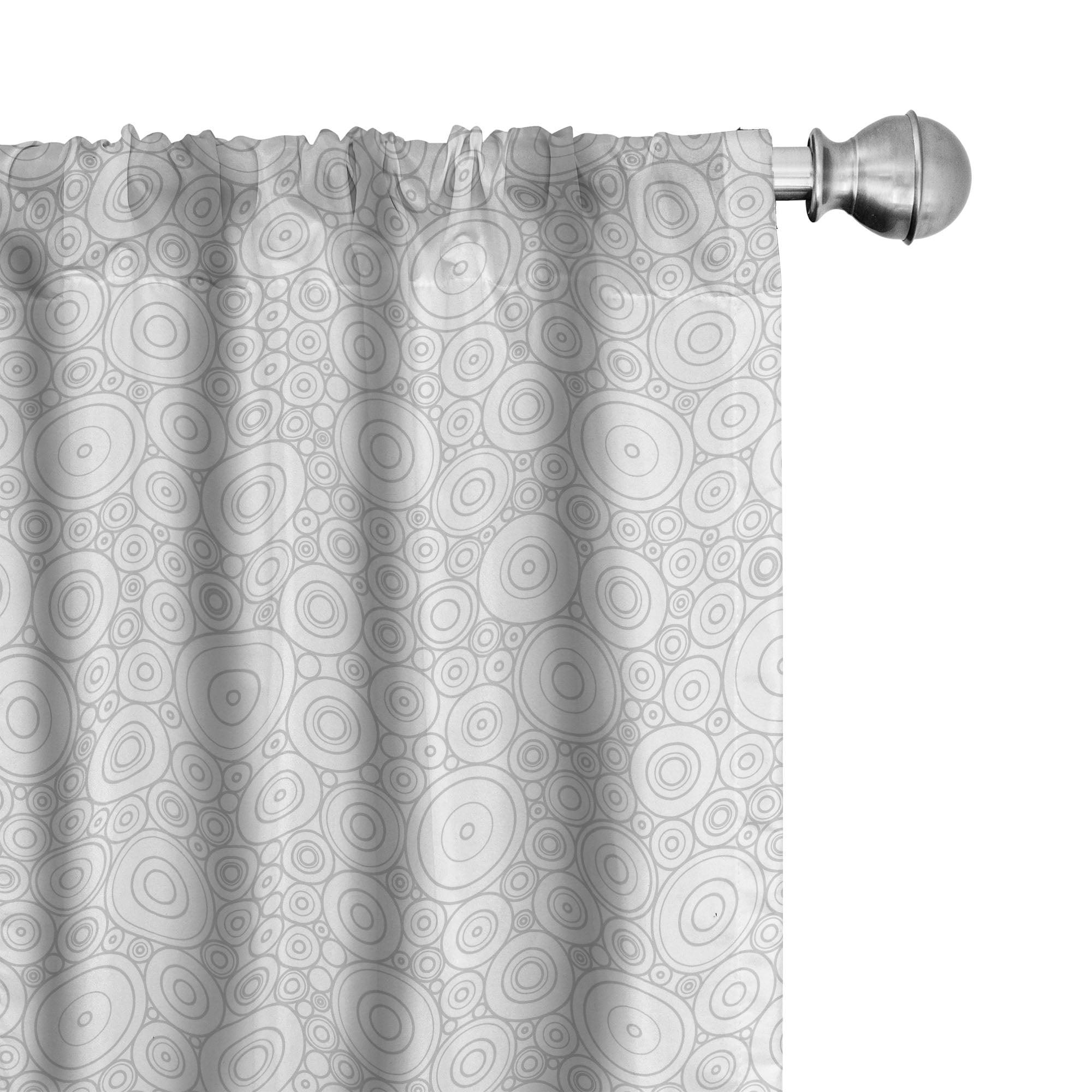 Gray Geometric Circles Polyester Rod Pocket Curtain Panels, 28" x 95"