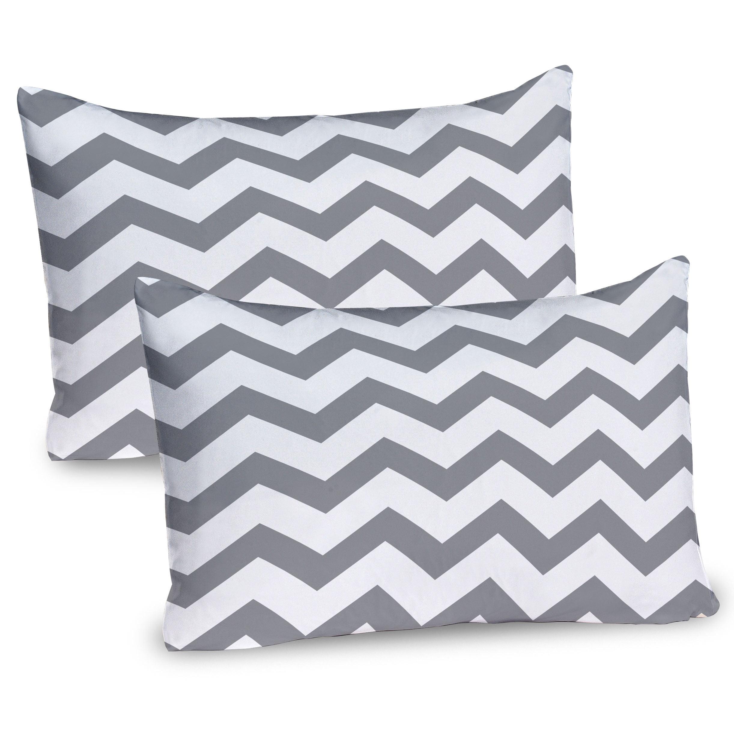 Ambesonne Grey Pillow Sham 2 Pack Geometrical Zigzag Stripes White Grey