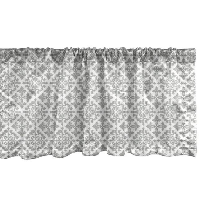 Ambesonne Ambesonne Damask Grey Valance Pack of 2 Flowers Swirling Ornate Pale Grey and White