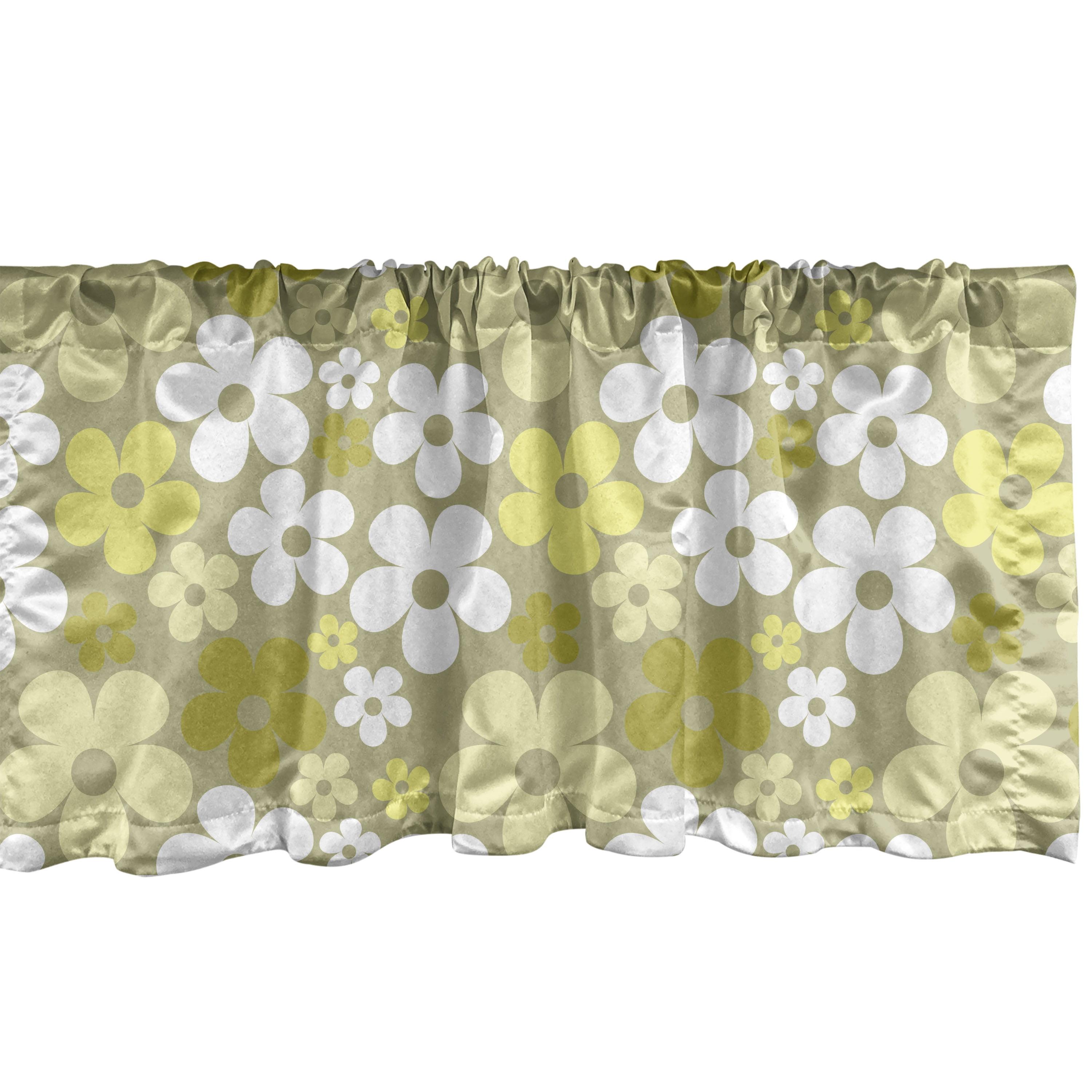 Ambesonne Ambesonne Grey Yellow Valance Pack of 2 Basic Abstract Flowers Pastel Yellow Khaki