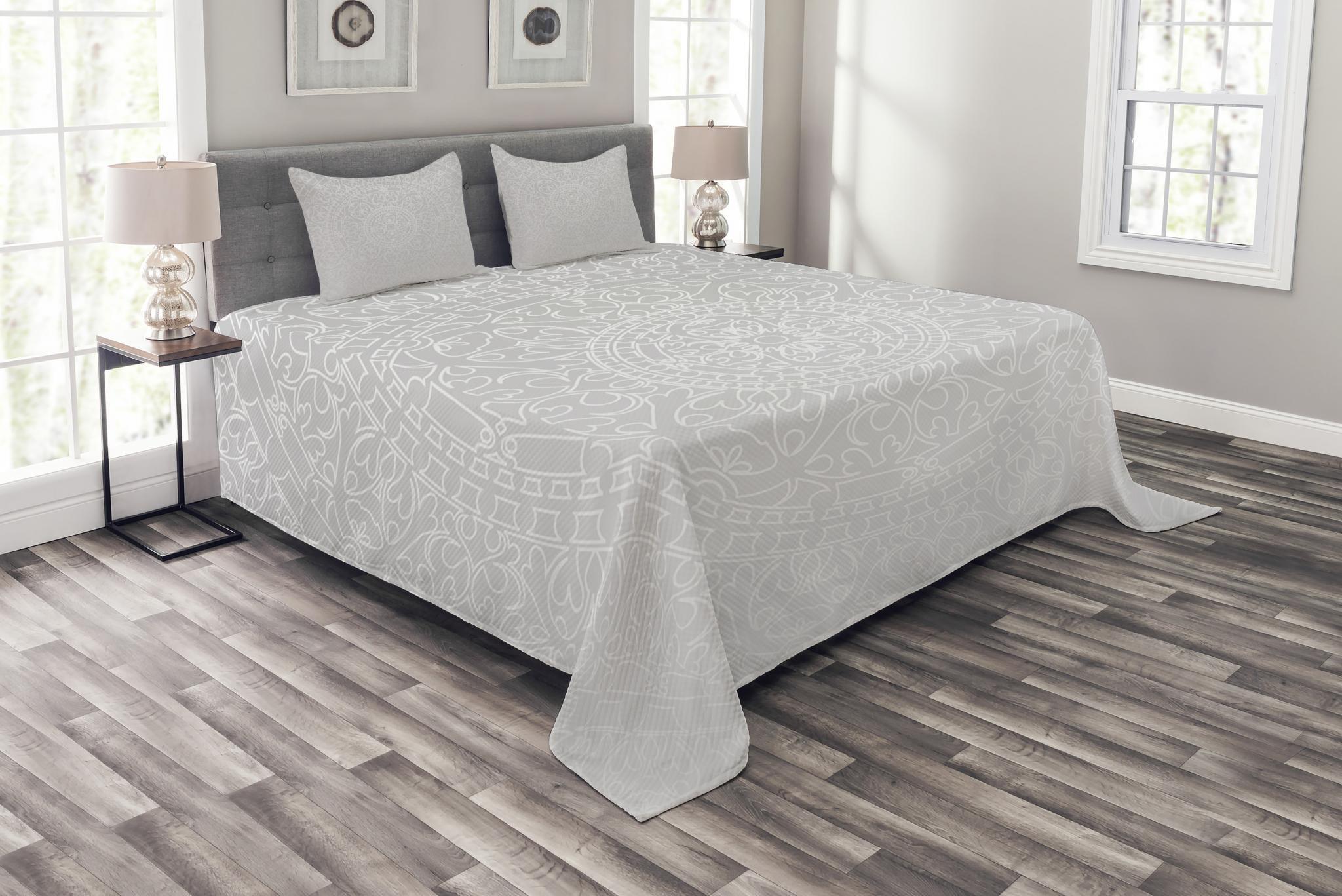Ambesonne Ambesonne Grey and White Bedspread Set  Oriental Design  Grey
