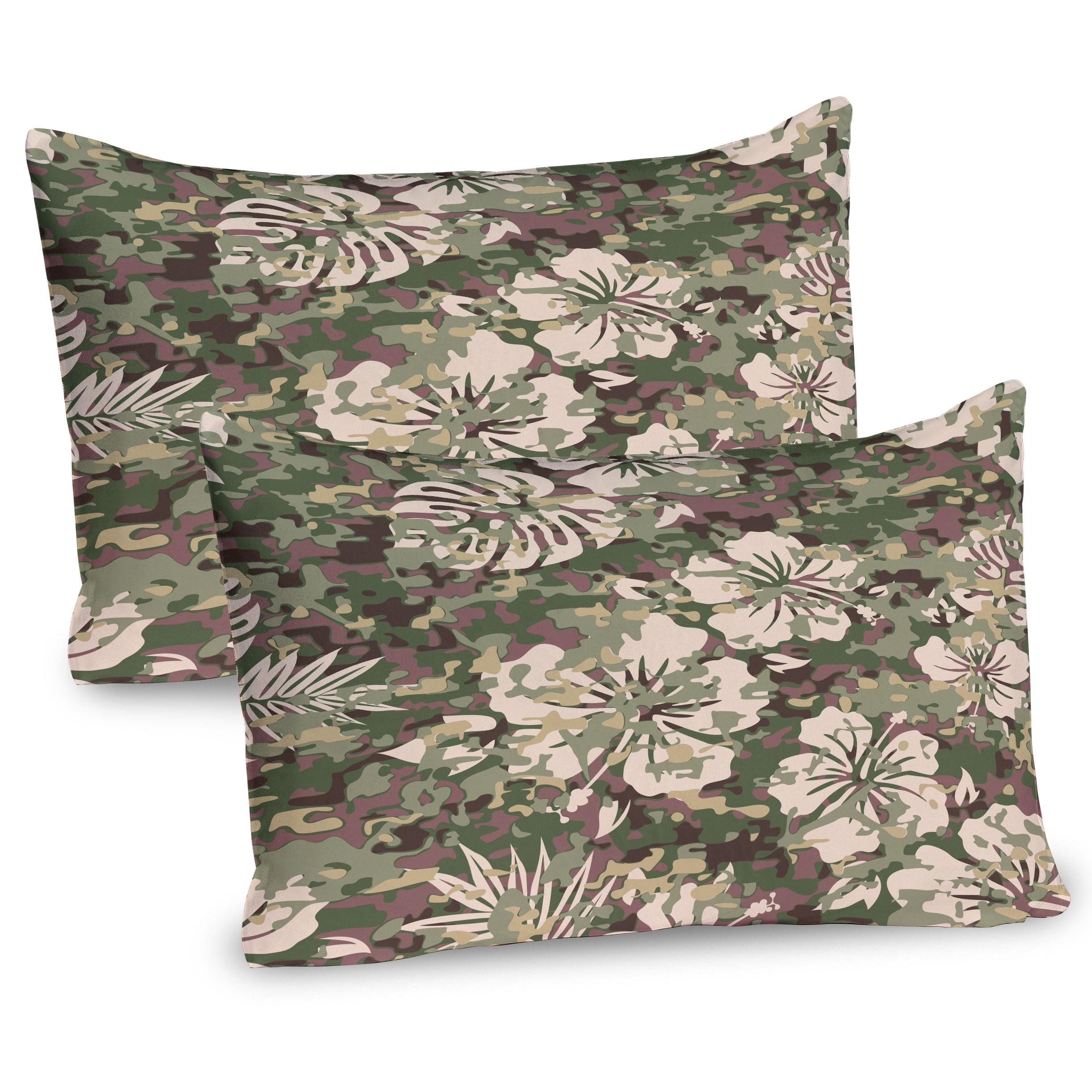 Ambesonne Hawaiian Pillow Sham 2 Pack Aloha Tropical Jungle 30"x20" Dark Brown Pale Pink